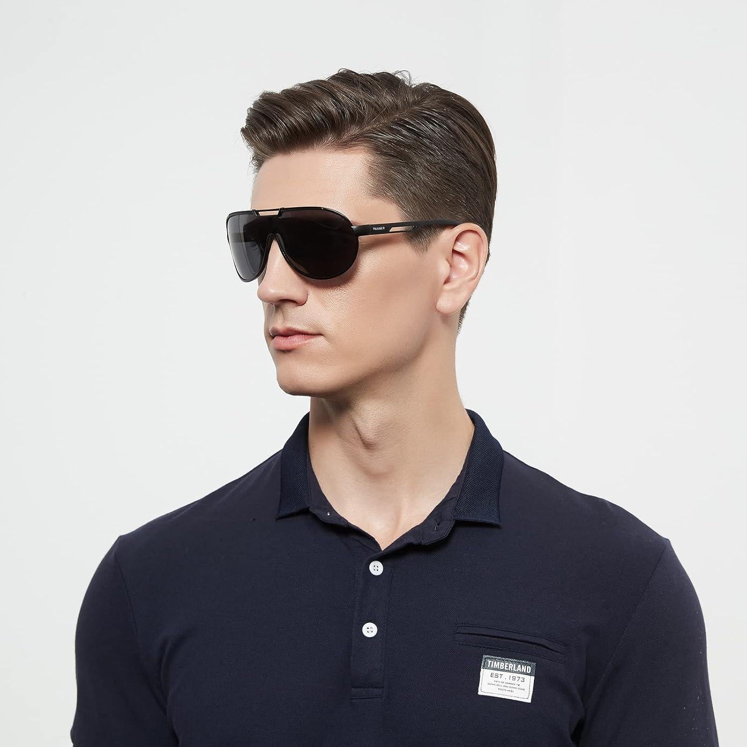 Gafas de sol polarizadas TEAPLMTT para hombres marco metal ligero