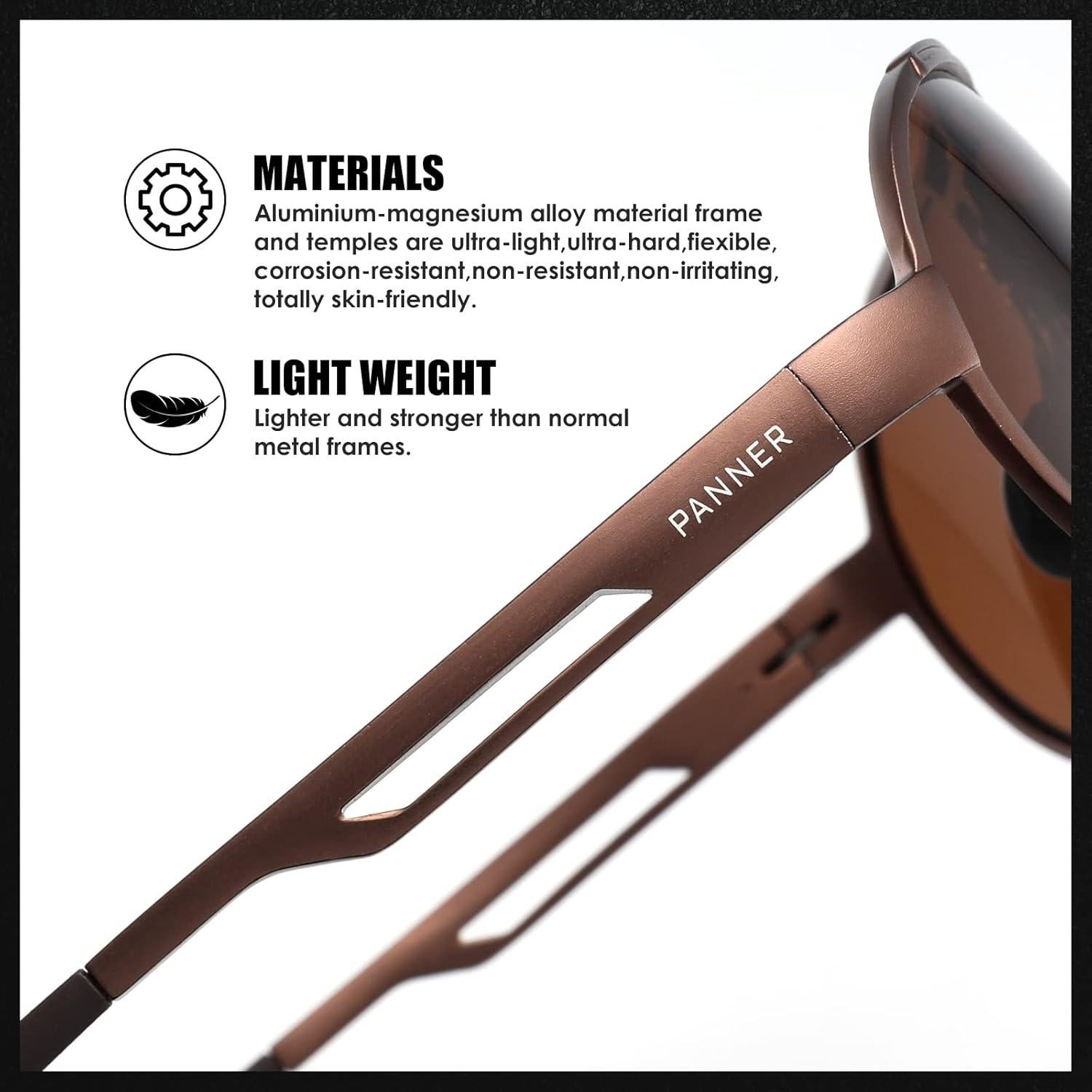 Gafas de sol polarizadas TEAPLMTT para hombres marco metal ligero