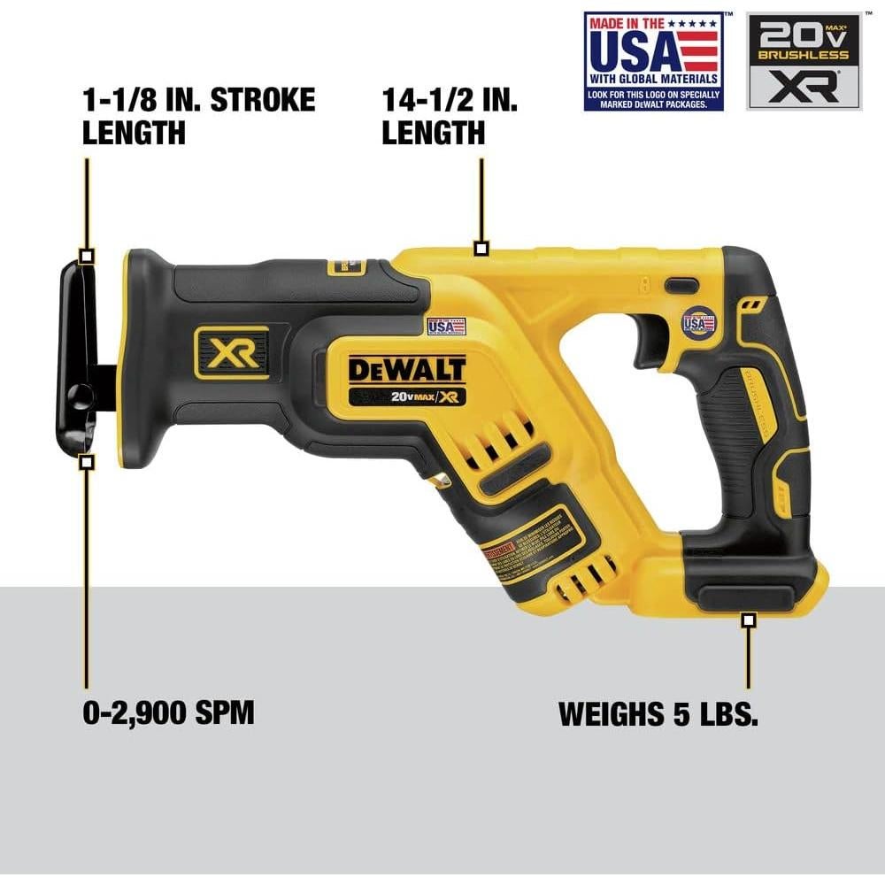 Sierra Recíproca Compacta DEWALT 20V MAX XR DCS367B 2.45 kg