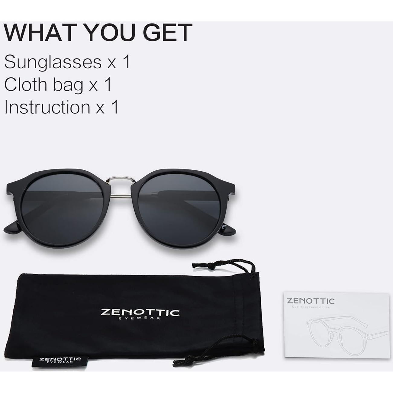 Gafas de sol polarizadas ZENOTTIC UV400 retro redondas unisex