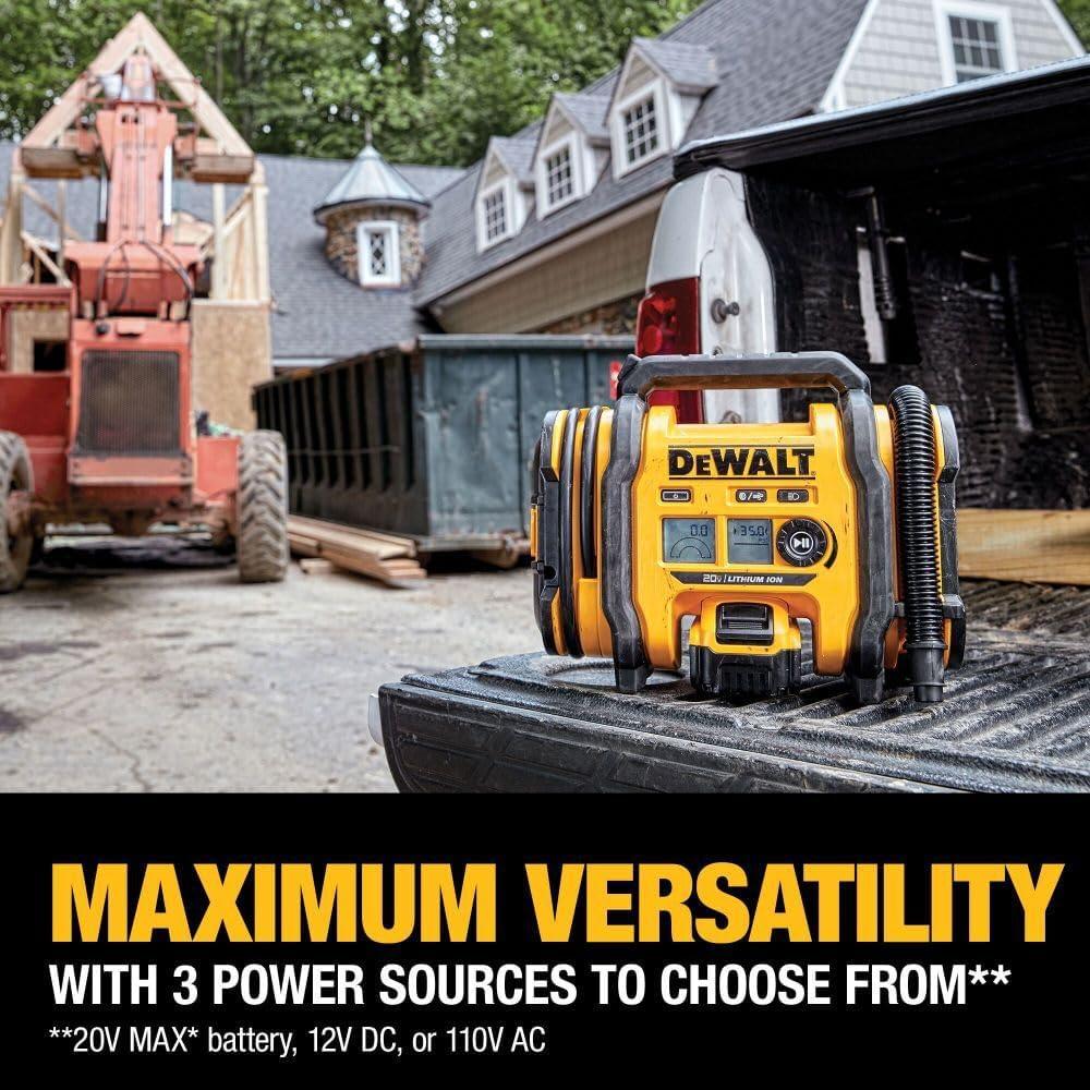 Inflador de Neumáticos DEWALT 20V MAX, Compacto y Portátil