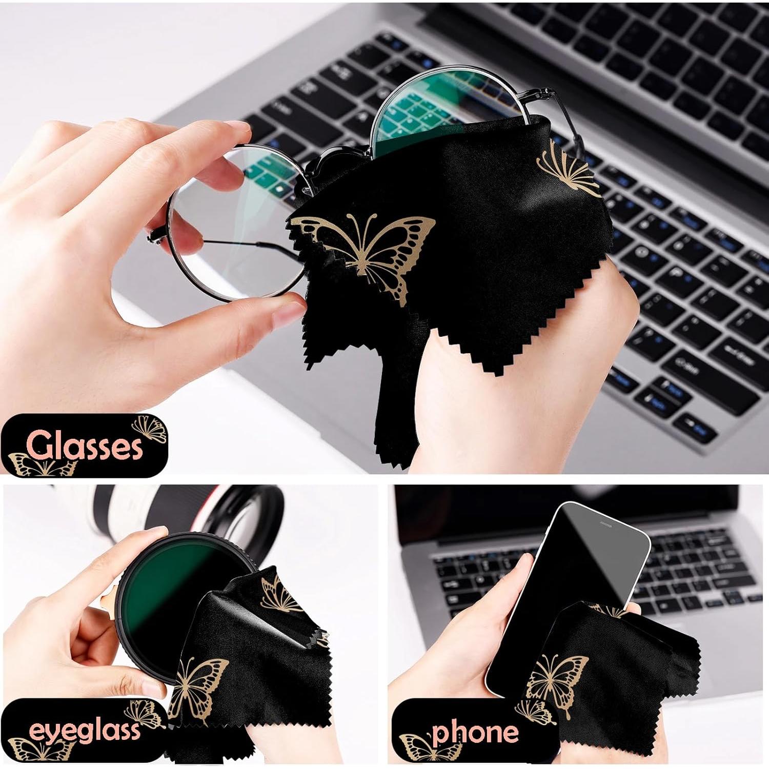 Paño de limpieza de gafas BHAHB 6 PCS microfibra mariposa