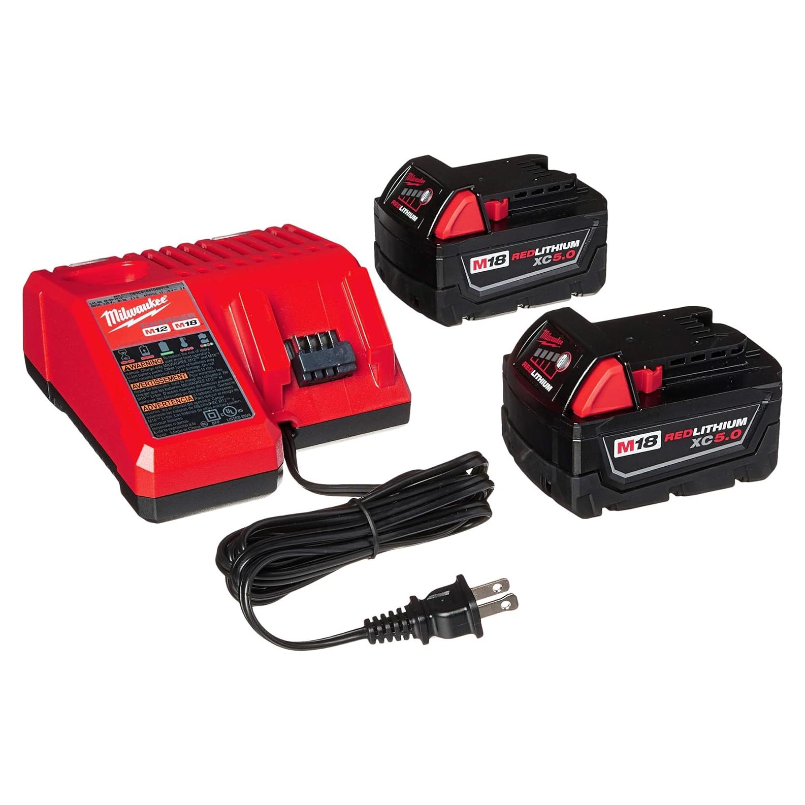 Kit Baterías Milwaukee M18 REDLITHIUM XC 5.0 Ah + Cargador