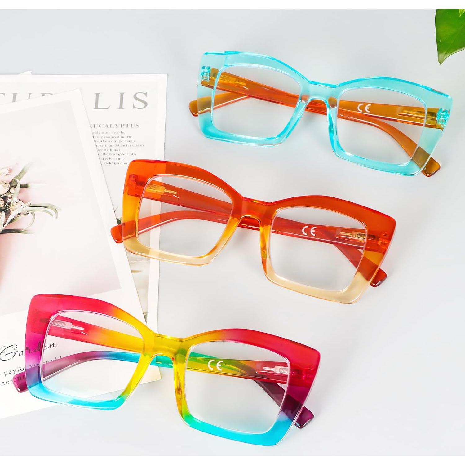 Gafas de lectura REAVEE estilo Oprah, bloqueo luz azul 1.5x