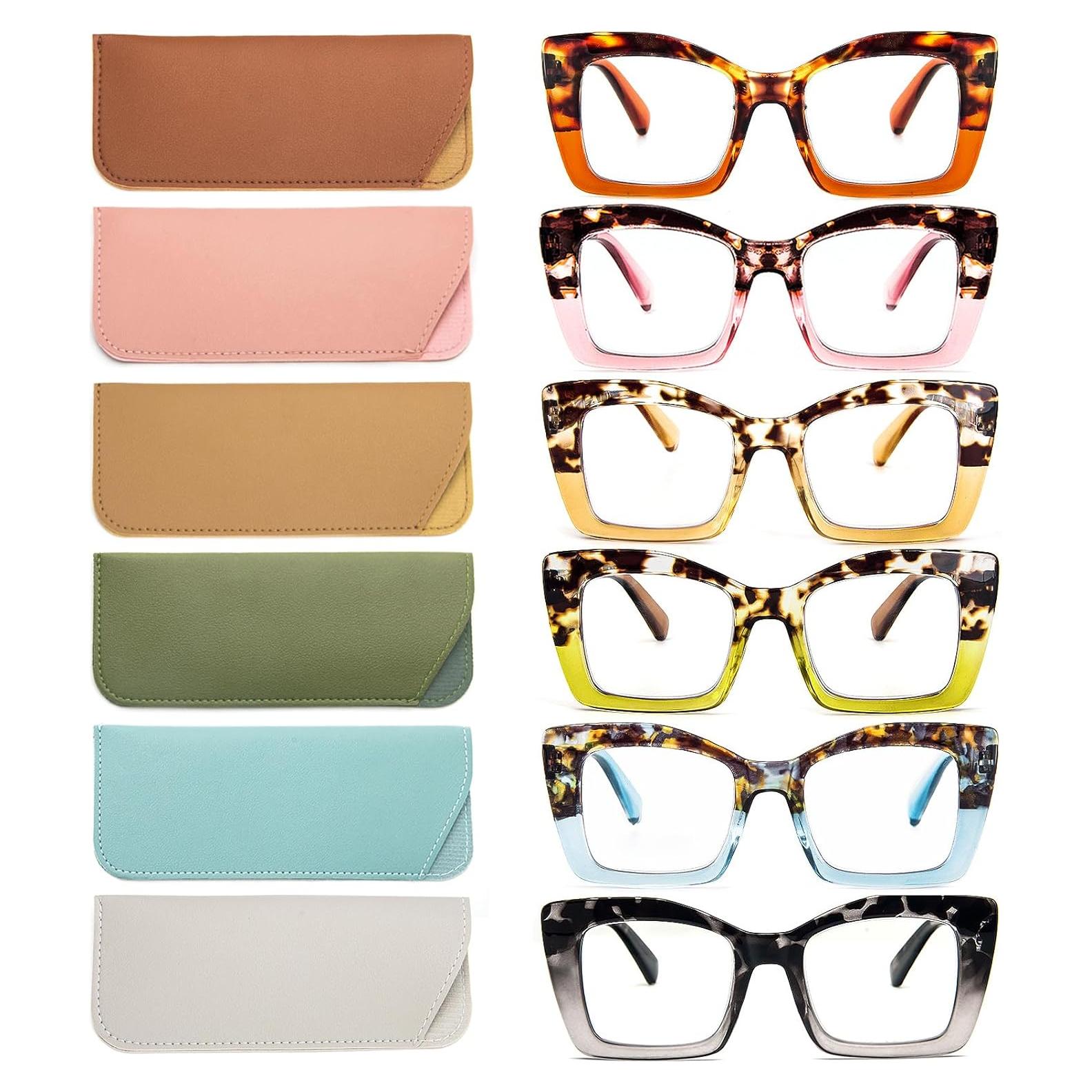 Gafas de lectura REAVEE estilo Oprah, 6 piezas, anti luz azul