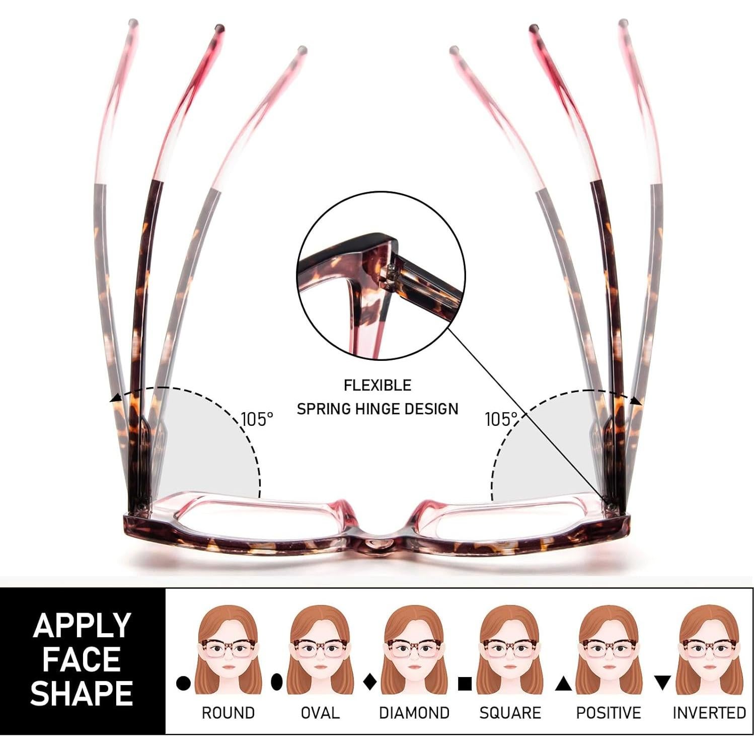 Gafas de lectura REAVEE estilo Oprah, 6 piezas, anti luz azul