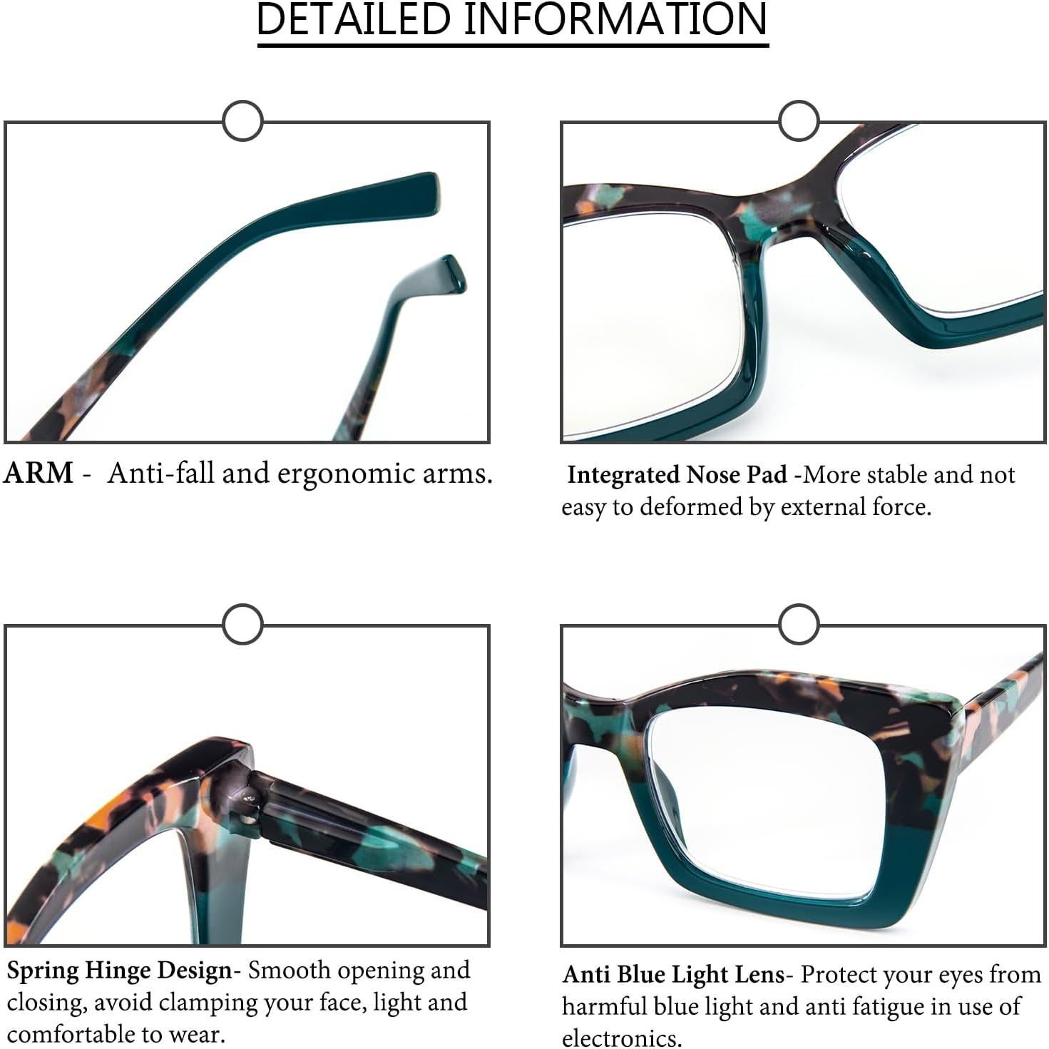 Gafas de lectura REAVEE grandes anti luz azul para mujer