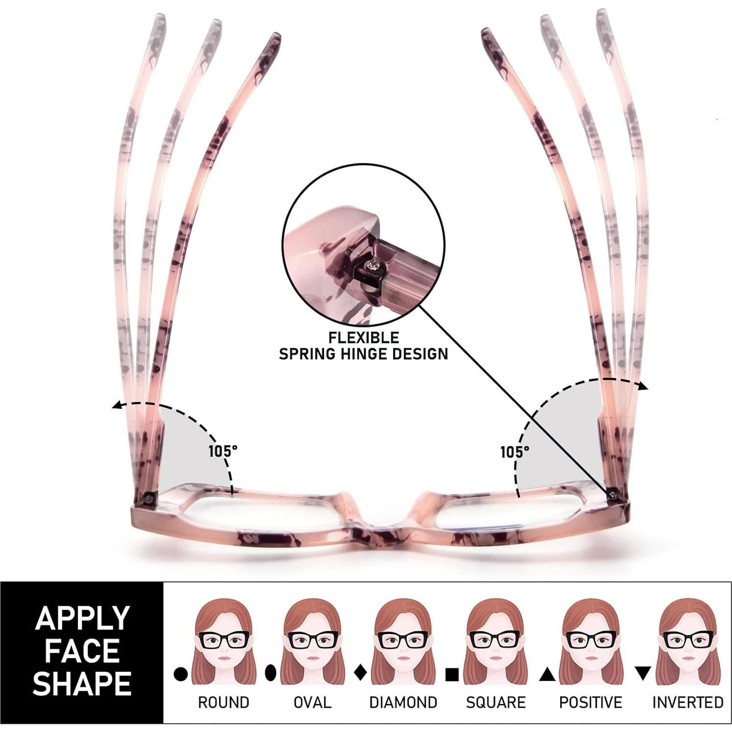 Gafas de Lectura REAVEE Cuadradas 6 Piezas Anti Luz Azul