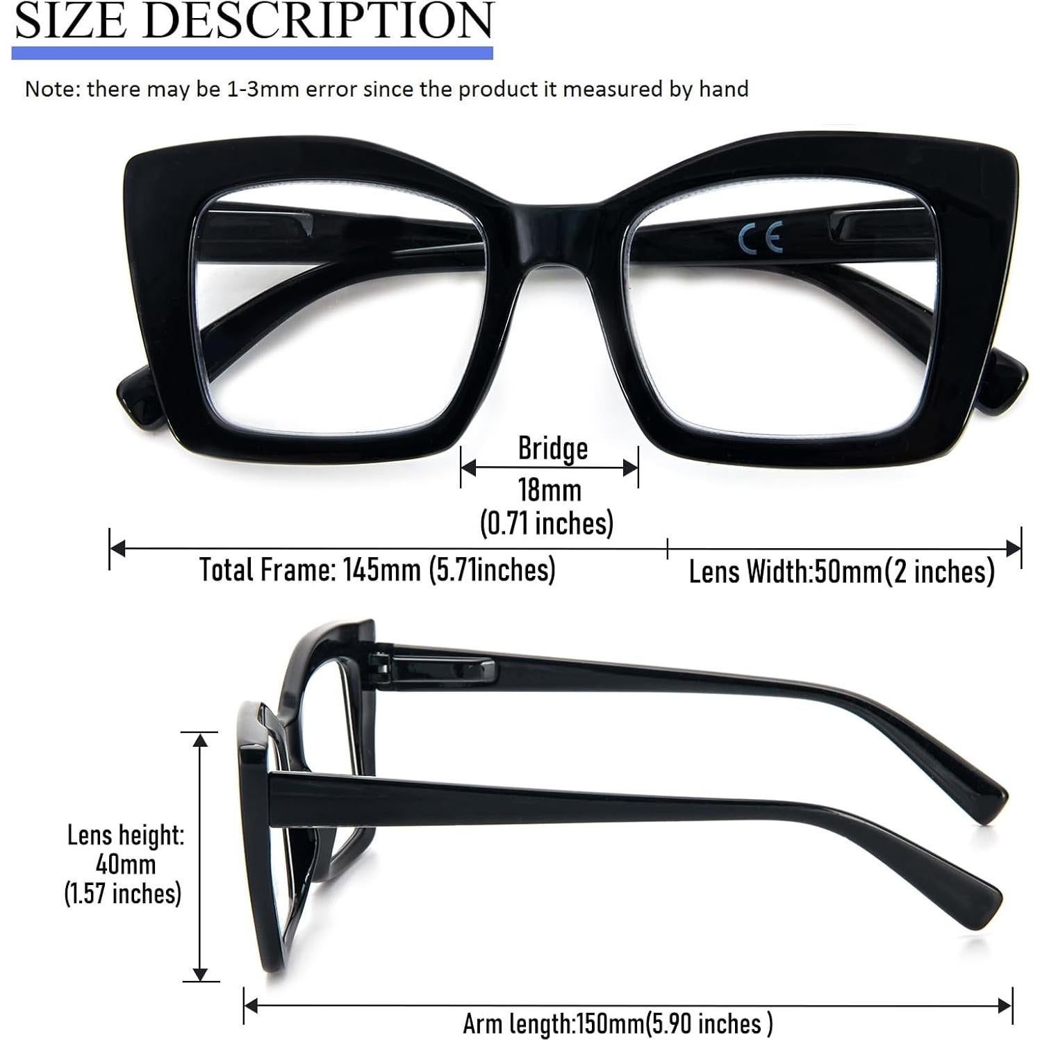 Gafas de lectura REAVEE estilo Oprah, bloqueo luz azul, 3 pcs