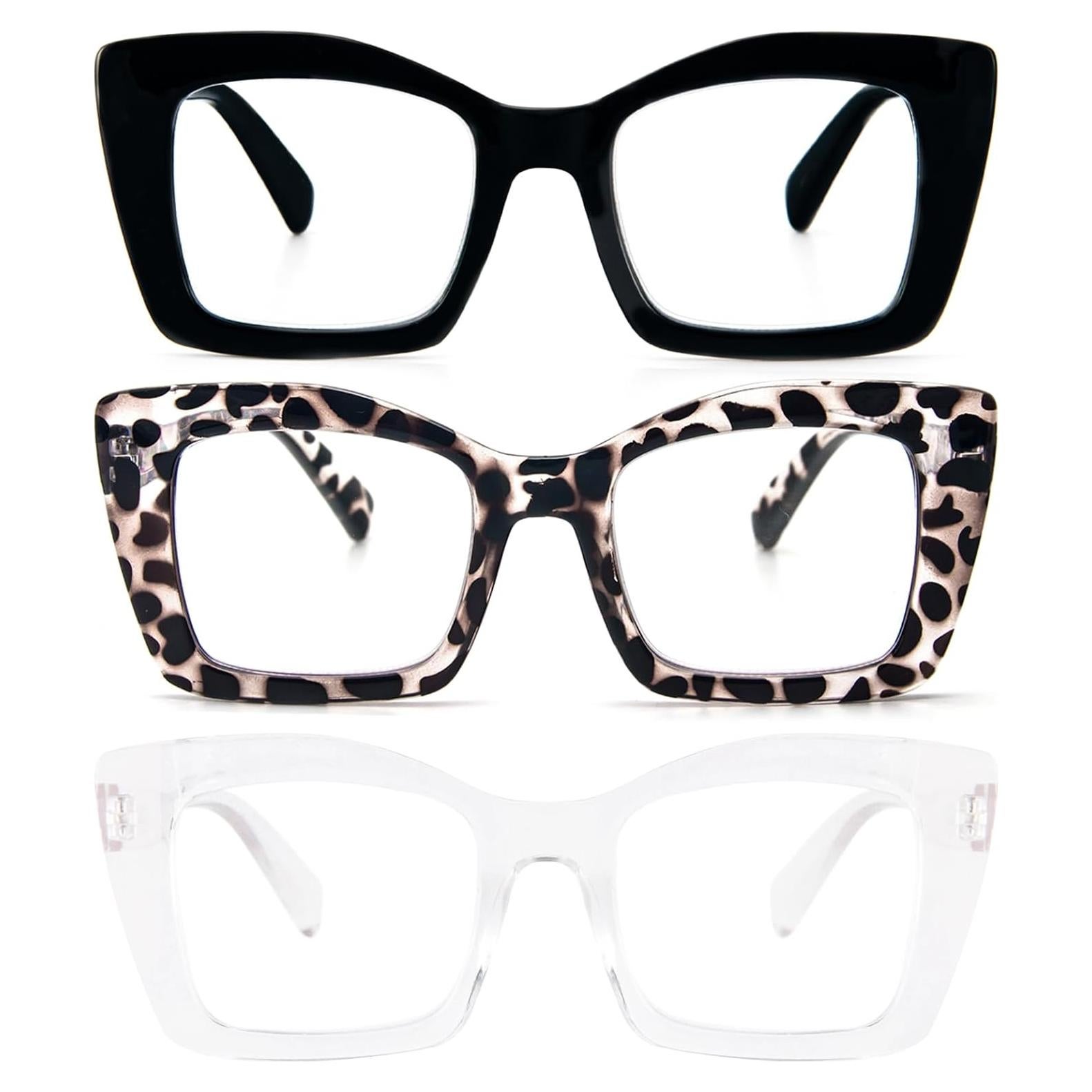 Gafas de Lectura REAVEE Oversized Anti Luz Azul 3 Piezas