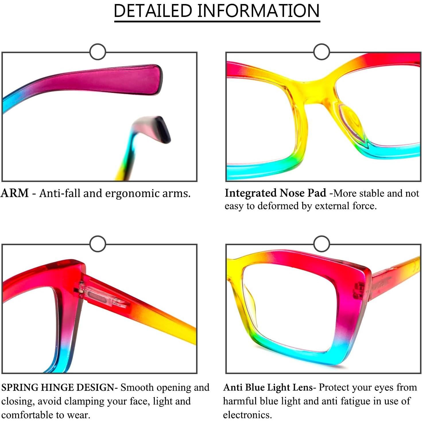 Gafas de lectura REAVEE estilo Oprah, bloqueo luz azul 2.5x