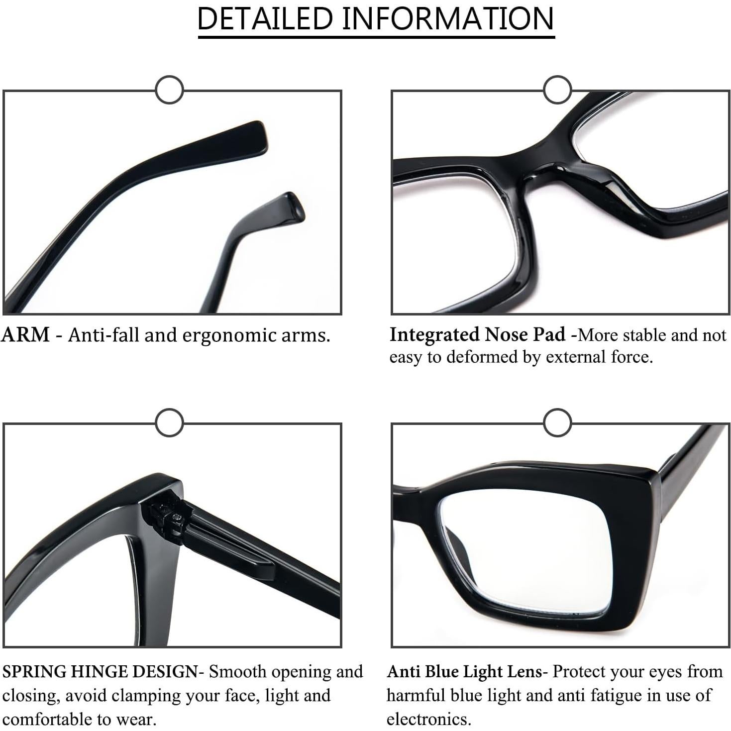 Gafas de Lectura REAVEE Estilo Oprah Anti Luz Azul 1.5x
