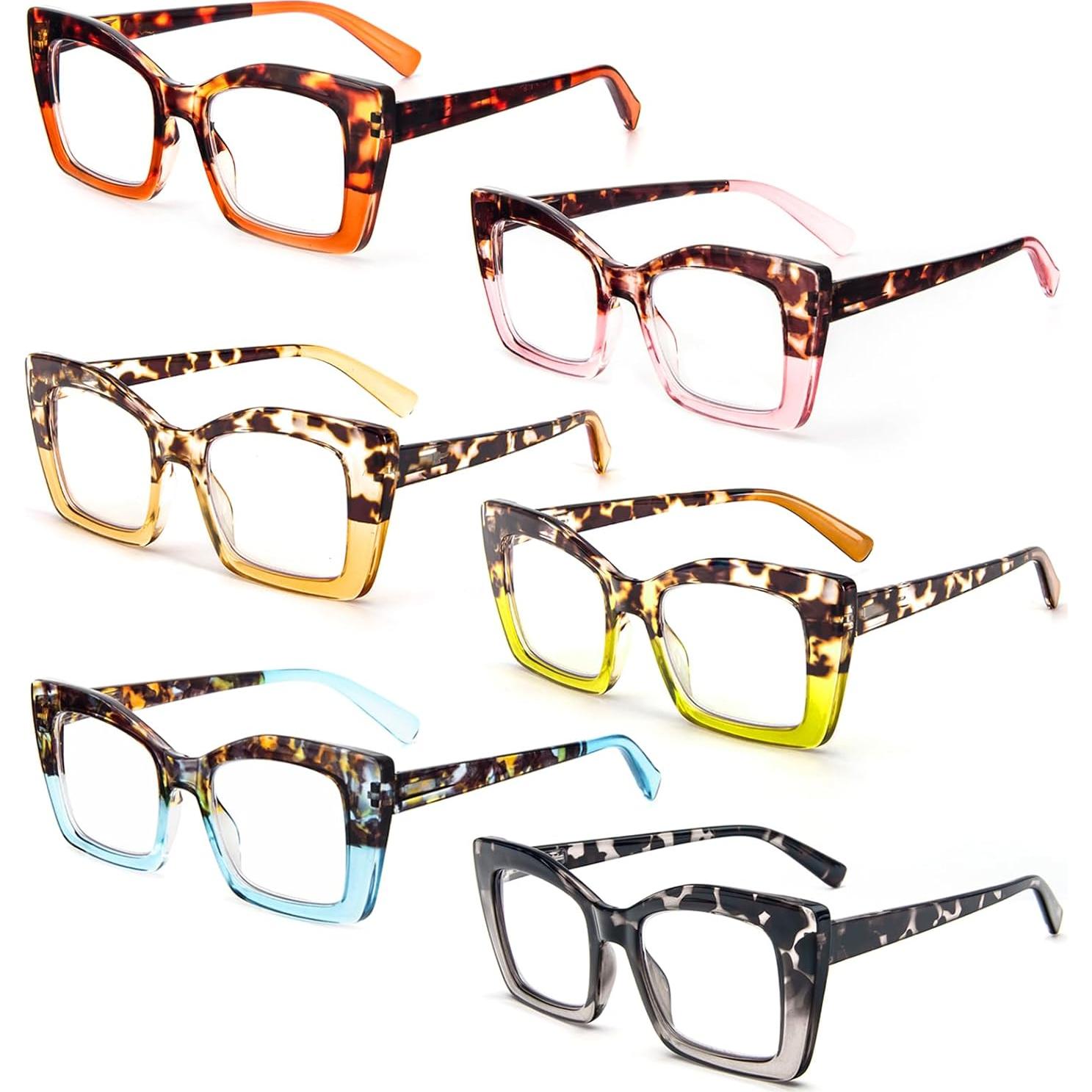 Gafas de Lectura REAVEE Cuadradas Anti Luz Azul 6 Pzas