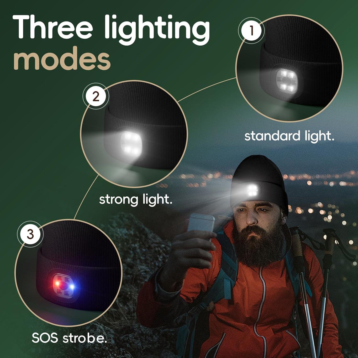 Gorro Unisex con Luz LED Olulse Negro para Invierno