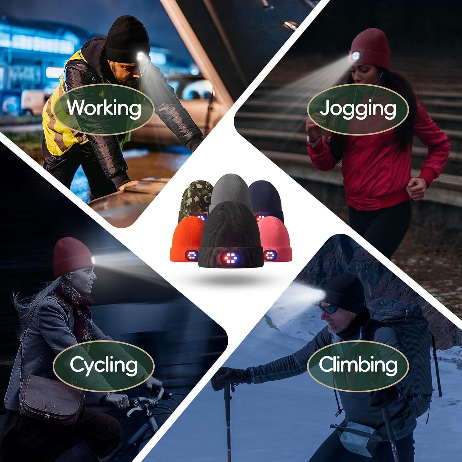 Gorro Unisex con Luz LED Olulse Negro para Invierno