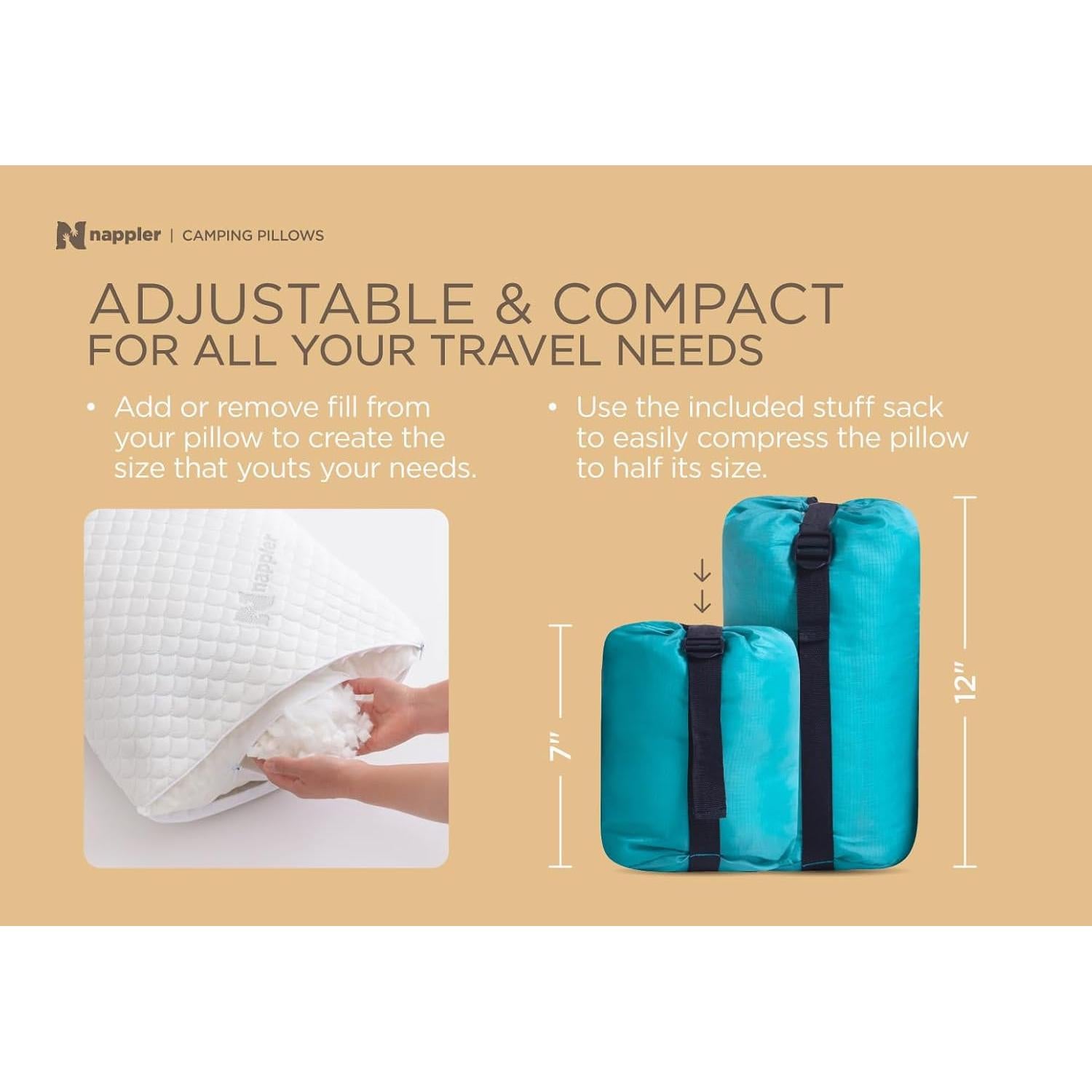 Almohada de Espuma de Memoria Nappler NC - Viaje y Camping