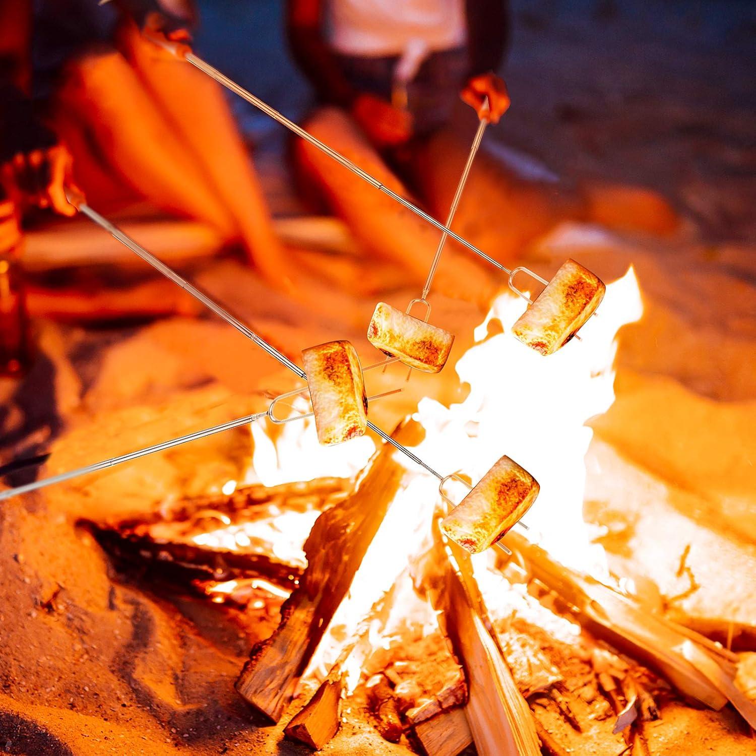 Marshmallow Roasting Sticks, Telescoping Smores Sticks for Open Fire Pit, 32 Inch Long Marshmallow Toasting Barbecue Forks S’mores Skewers for Campfire Camping Hotdog Hot Dog Bonfire Grill, 5 Pack