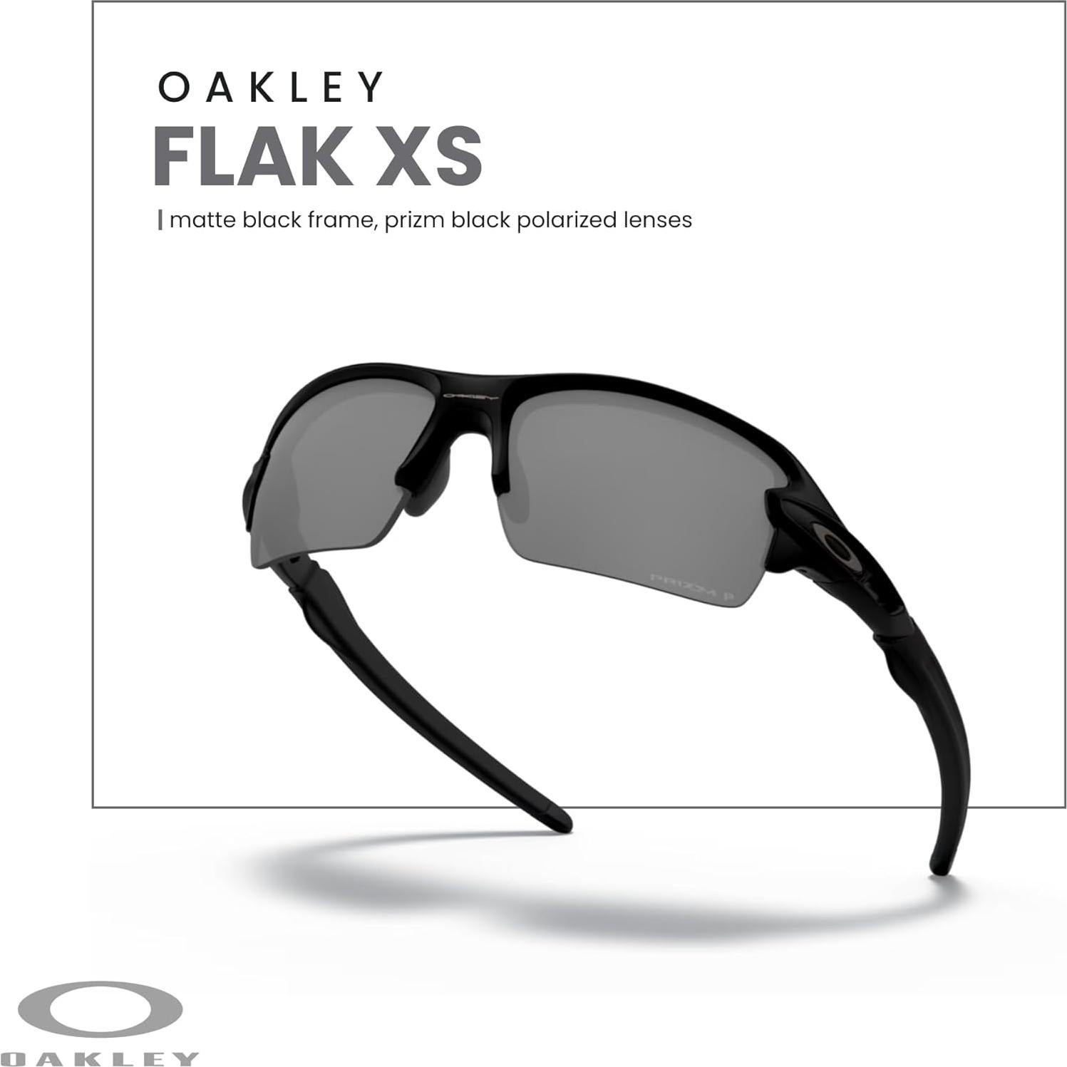 Oakley Kids Flak Xs OJ9005 Rectangle Junior Sunglasses for Boys for Girls +Designer iWear Care Kit Leash