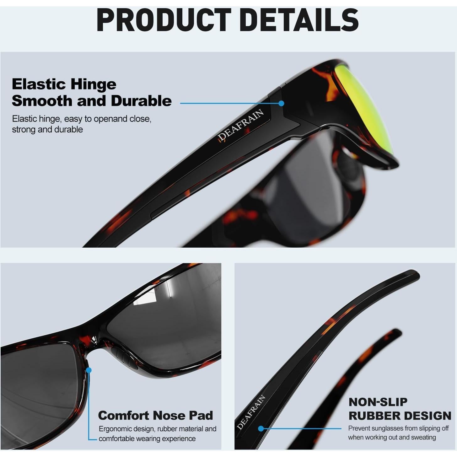 Polarized Sports Sunglasses for Men Women Driving Fishing Cycling Running UV Protection