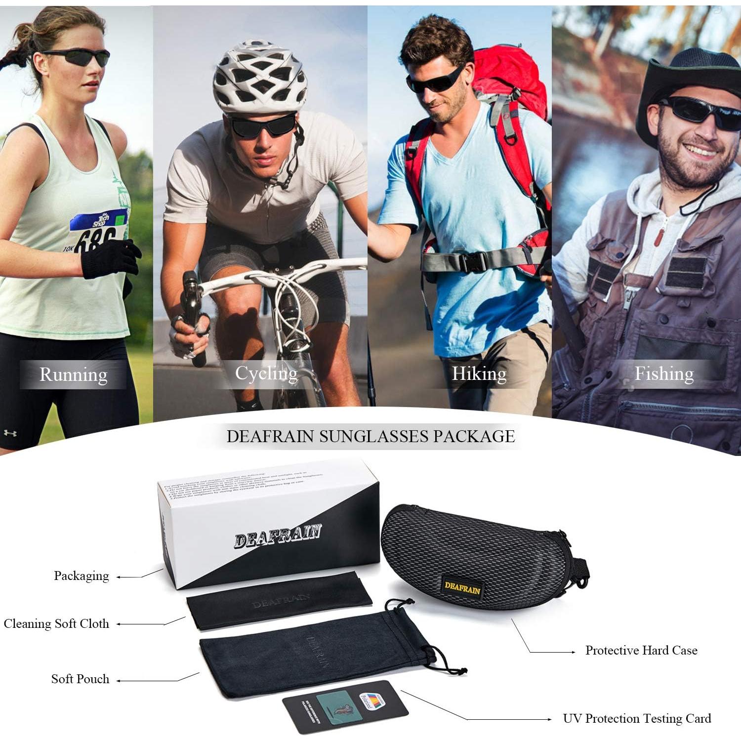 Polarized Sports Sunglasses for Men Women Driving Fishing Cycling Running UV Protection