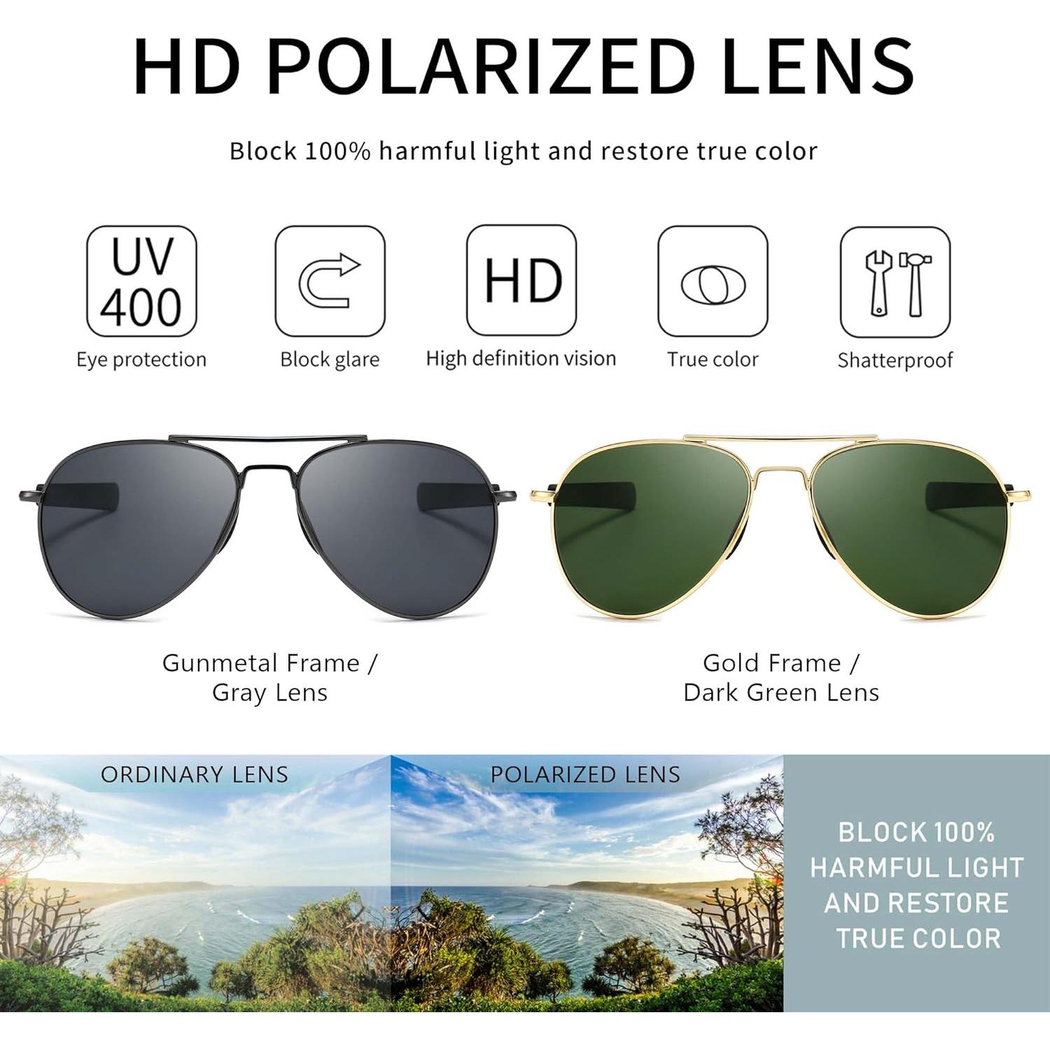 Gafas de sol aviador SUNGAIT polarizadas 100% UV400 - Paquete de 2