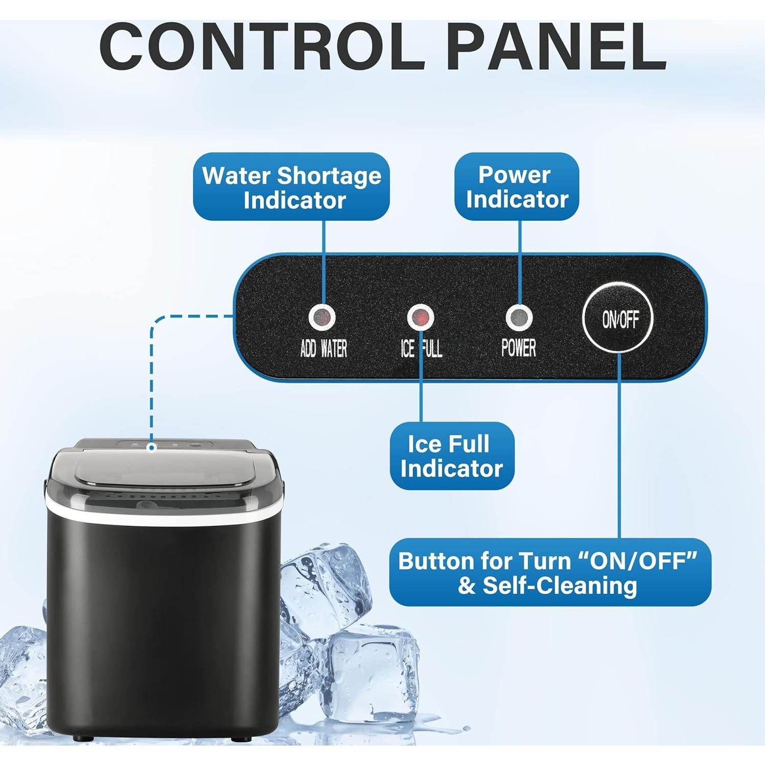 Fabricador de Hielo HealSmart 9 Cubos 6 Min Autolimpieza Negro