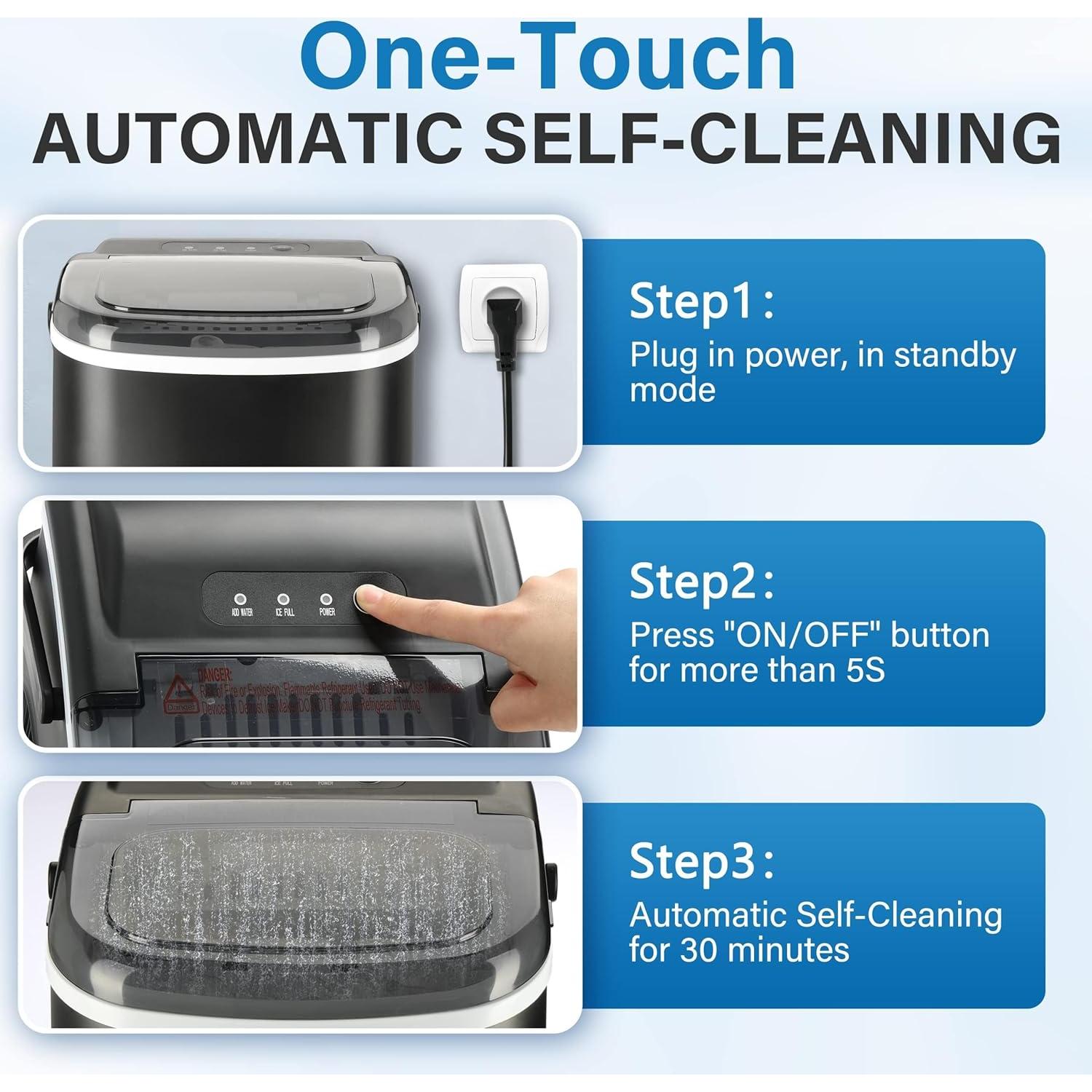 Fabricador de Hielo HealSmart 9 Cubos 6 Min Autolimpieza Negro