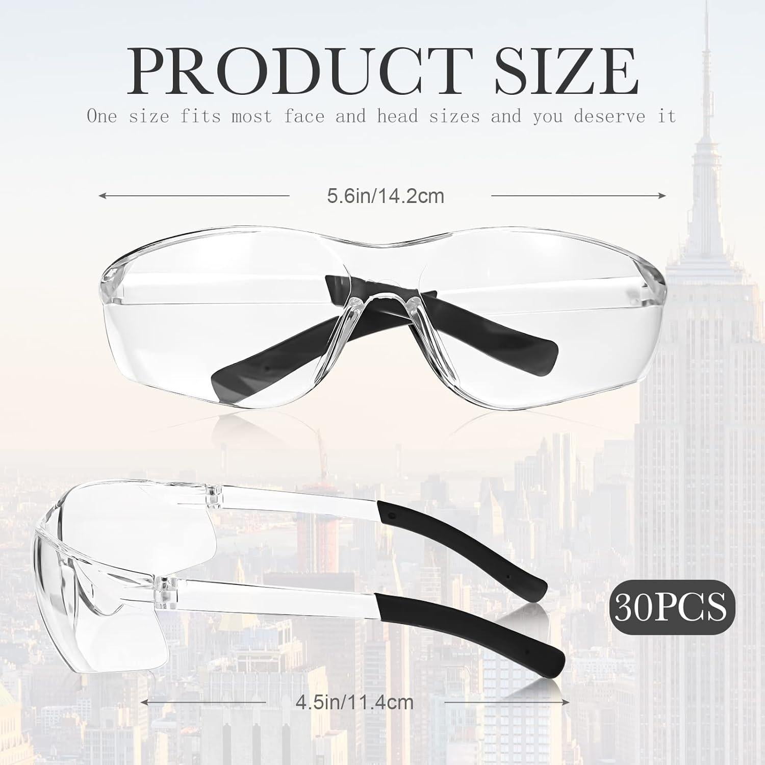 Queekay 30 Pares de Gafas de Seguridad Unisex Policarbonato