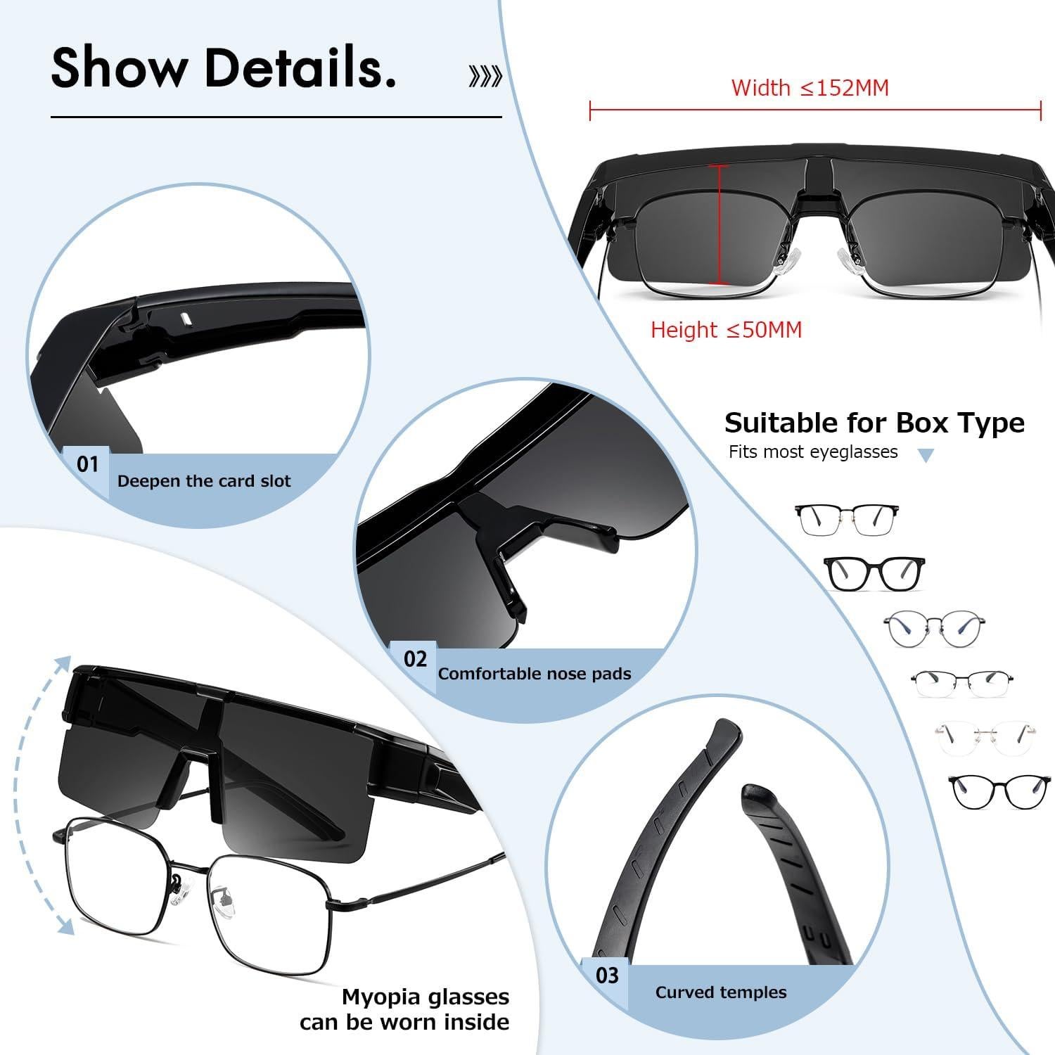 Gafas de sol polarizadas TIANYESY Vision UV400 para sobre gafas