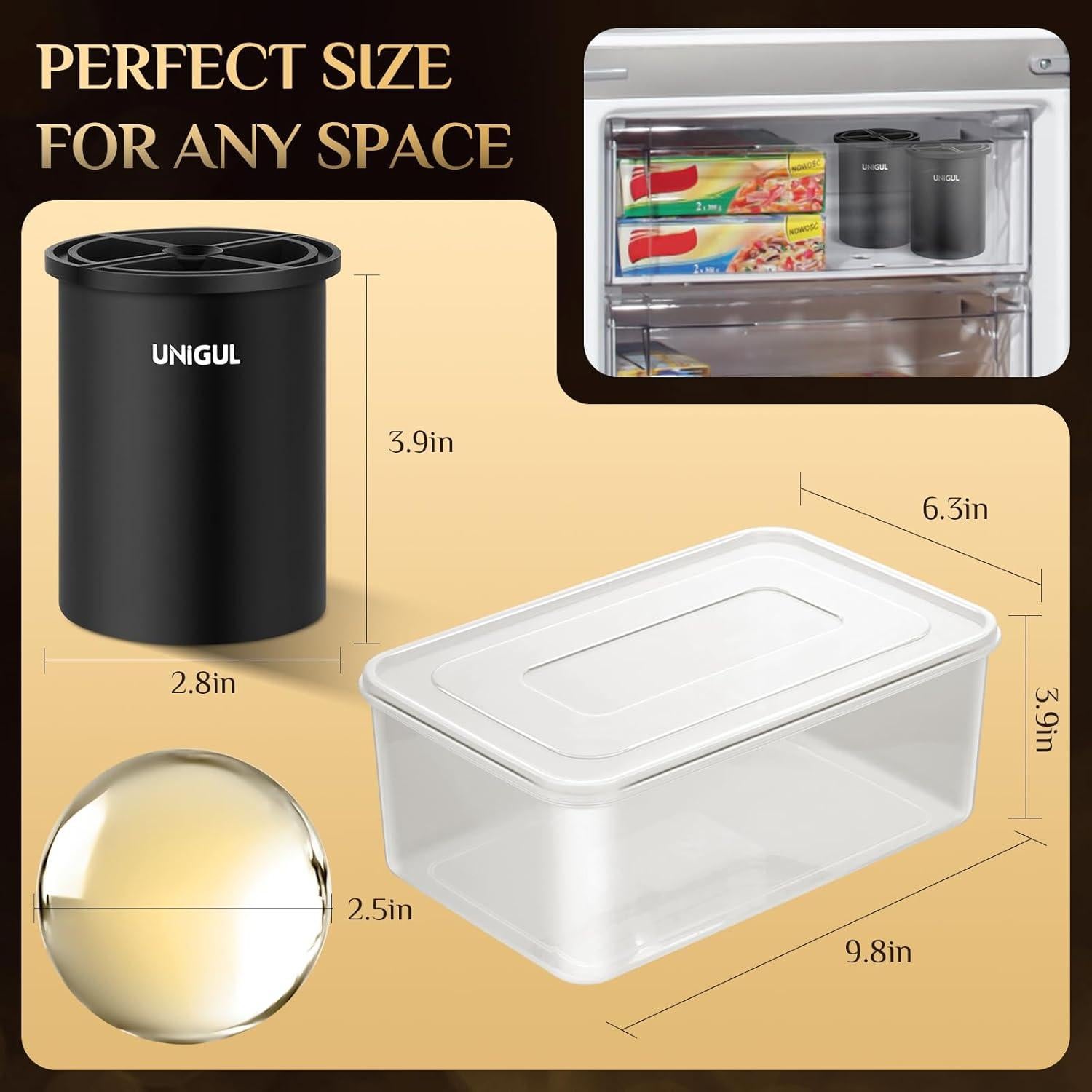 Fabricante de Hielo Claro Unigul 2 Pack Molde Redondo 6,35 cm