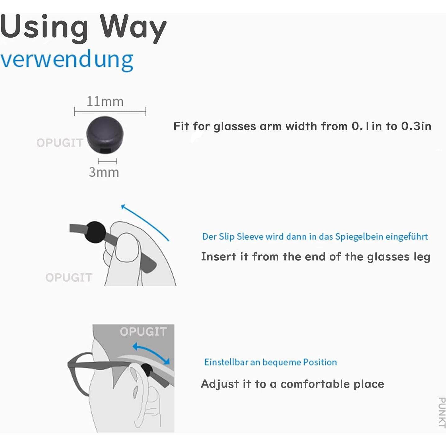 Agarraderas de Templo OPUGIT 10 Pares Silicona Transparente