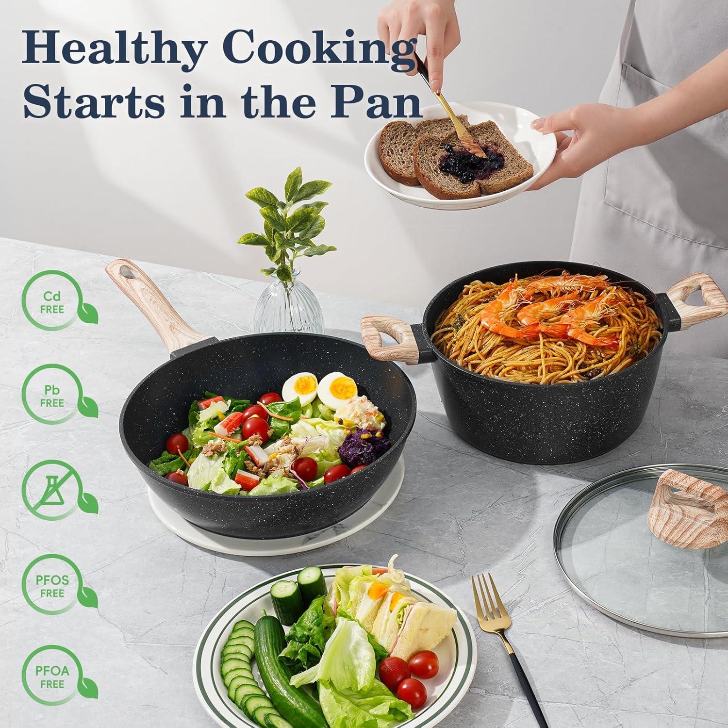 Juego de 12 Piezas de Ollas y Sartenes Antiadherentes SODAY