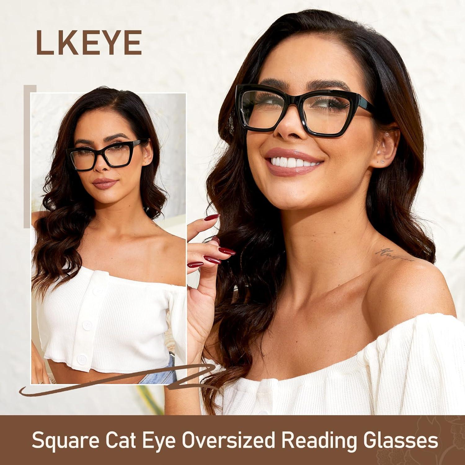 Gafas de lectura LKEYE 3 pack ojo de gato bloqueo luz azul