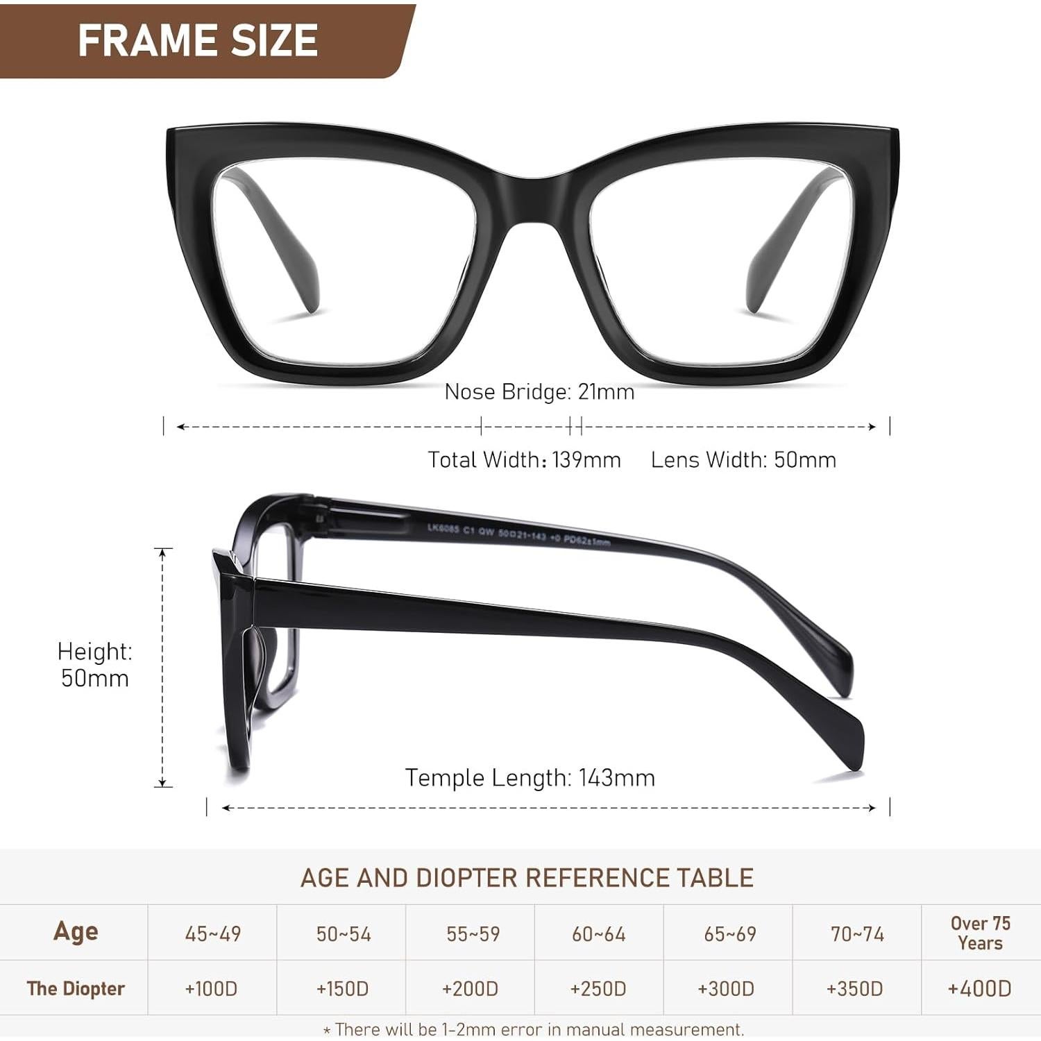 Gafas de Lectura LKEYE Estilo Oprah 3 Colores Bloqueo Luz Azul