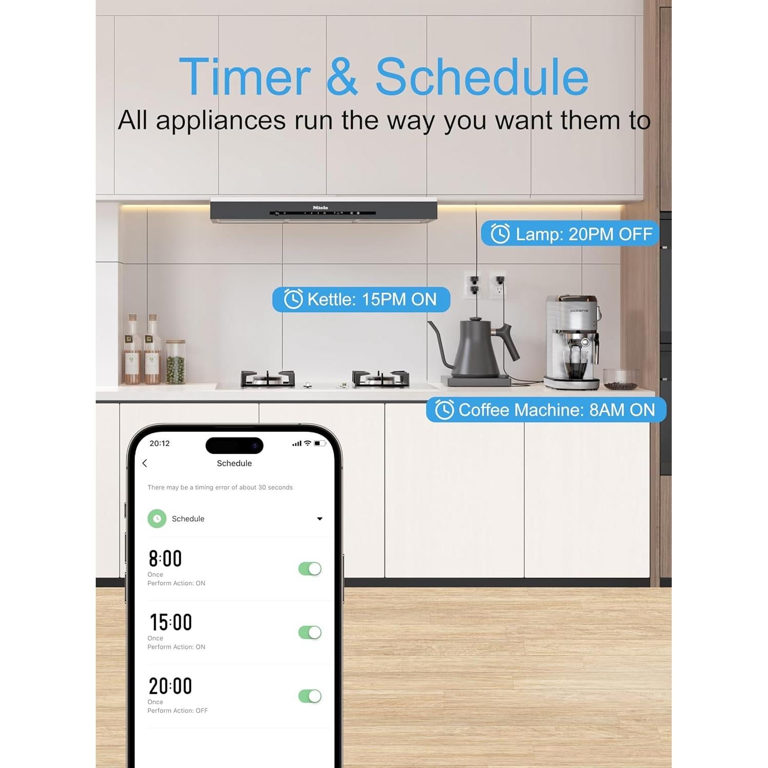 EIGHTREE Enchufe Inteligente WiFi Paquete de 4 Control Remoto