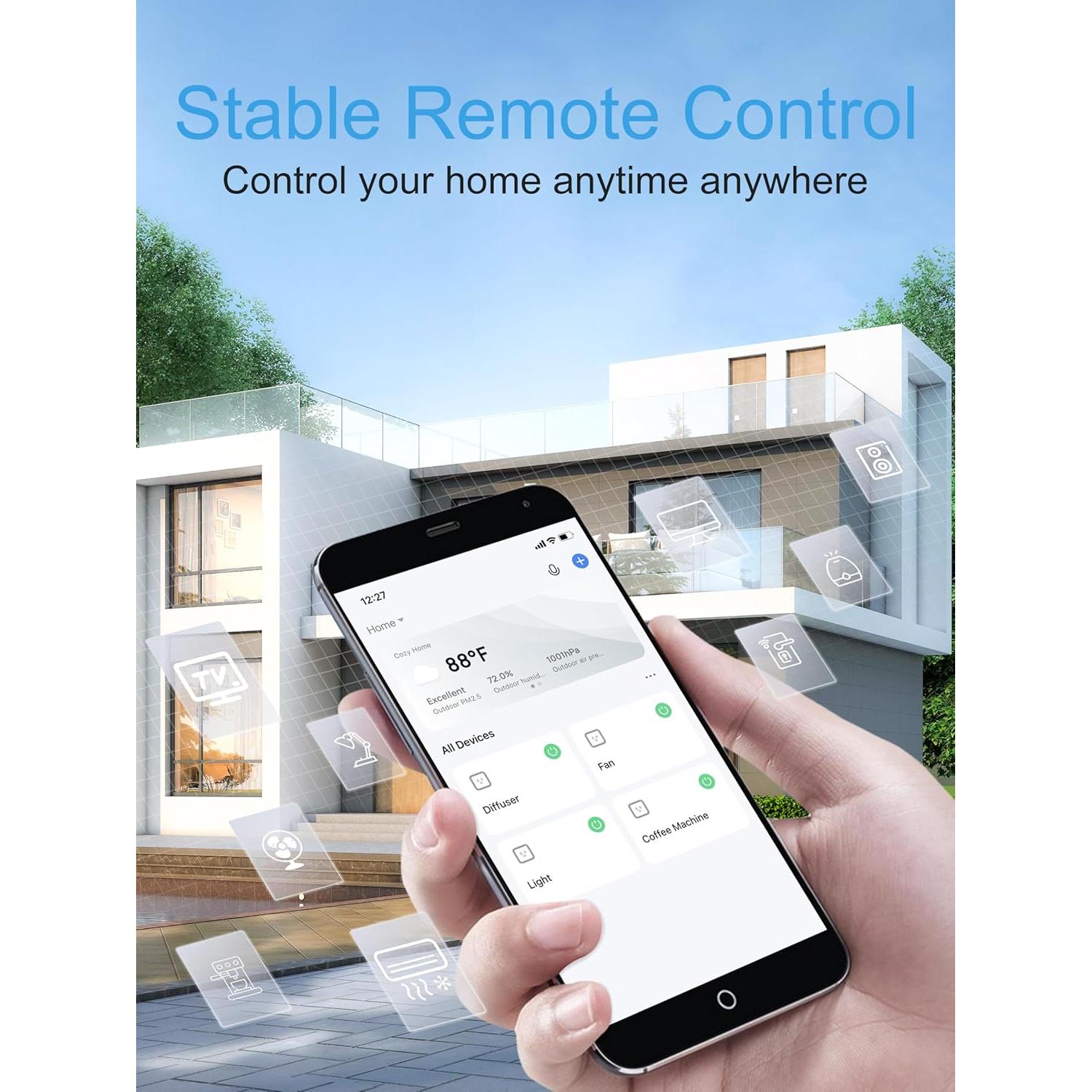 EIGHTREE Enchufe Inteligente WiFi Paquete de 4 Control Remoto