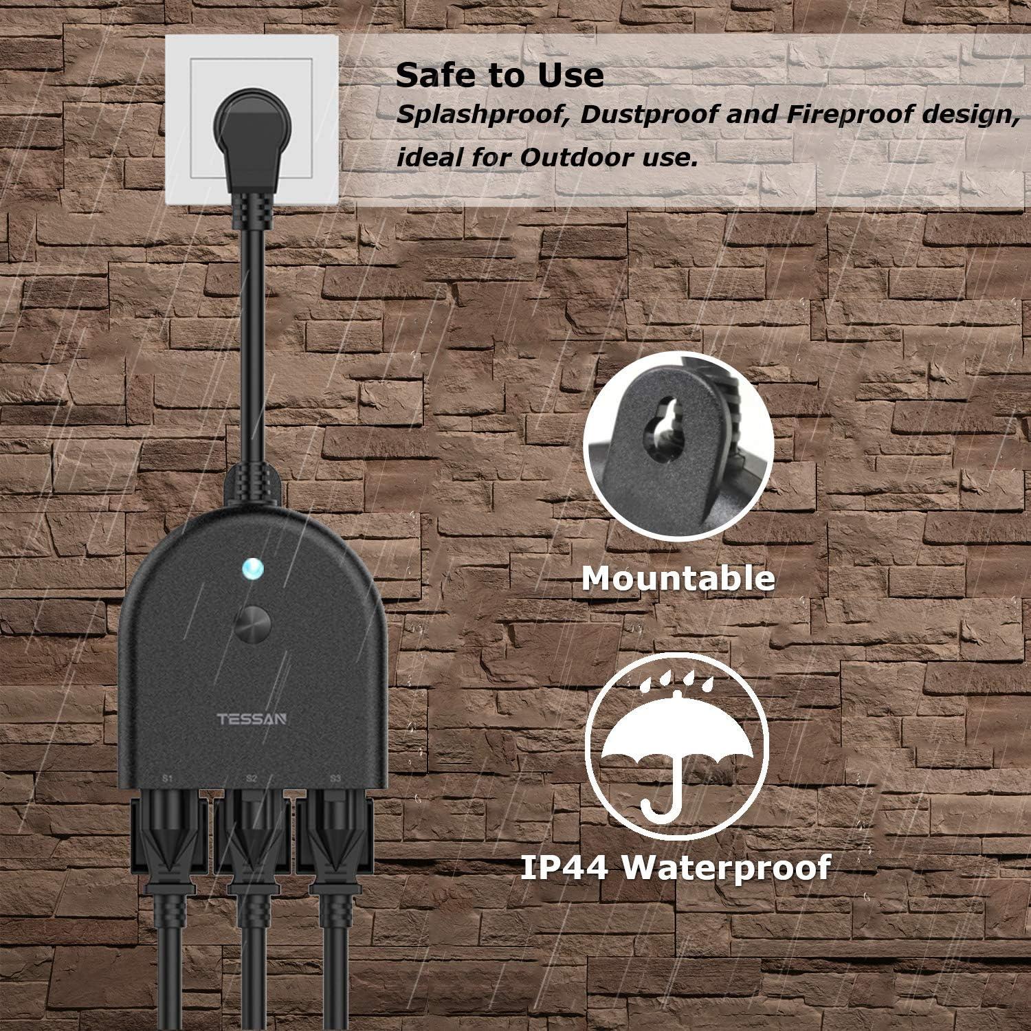 Enchufe Inteligente TESSAN IP44 3 Tomas Control WiFi