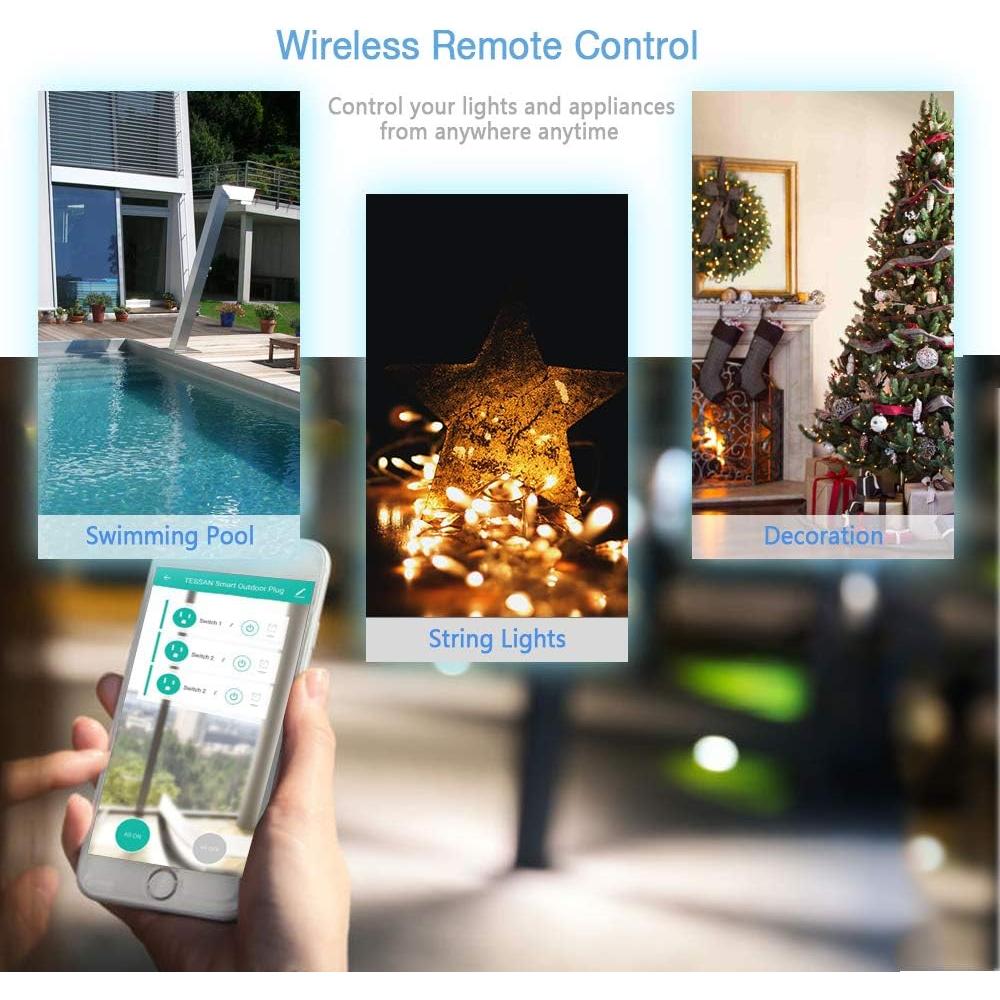 Enchufe Inteligente TESSAN IP44 3 Tomas Control WiFi