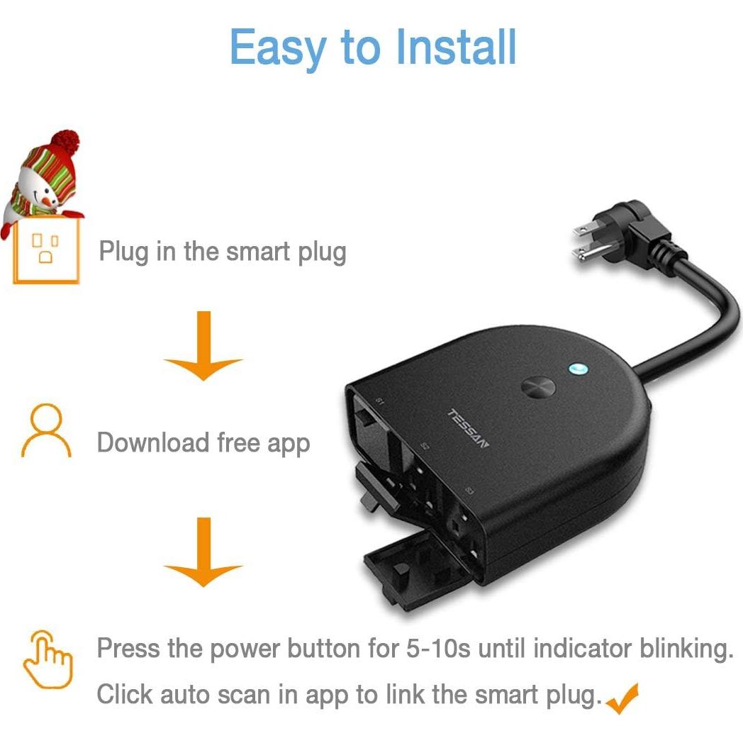 Enchufe Inteligente TESSAN IP44 3 Tomas Control WiFi