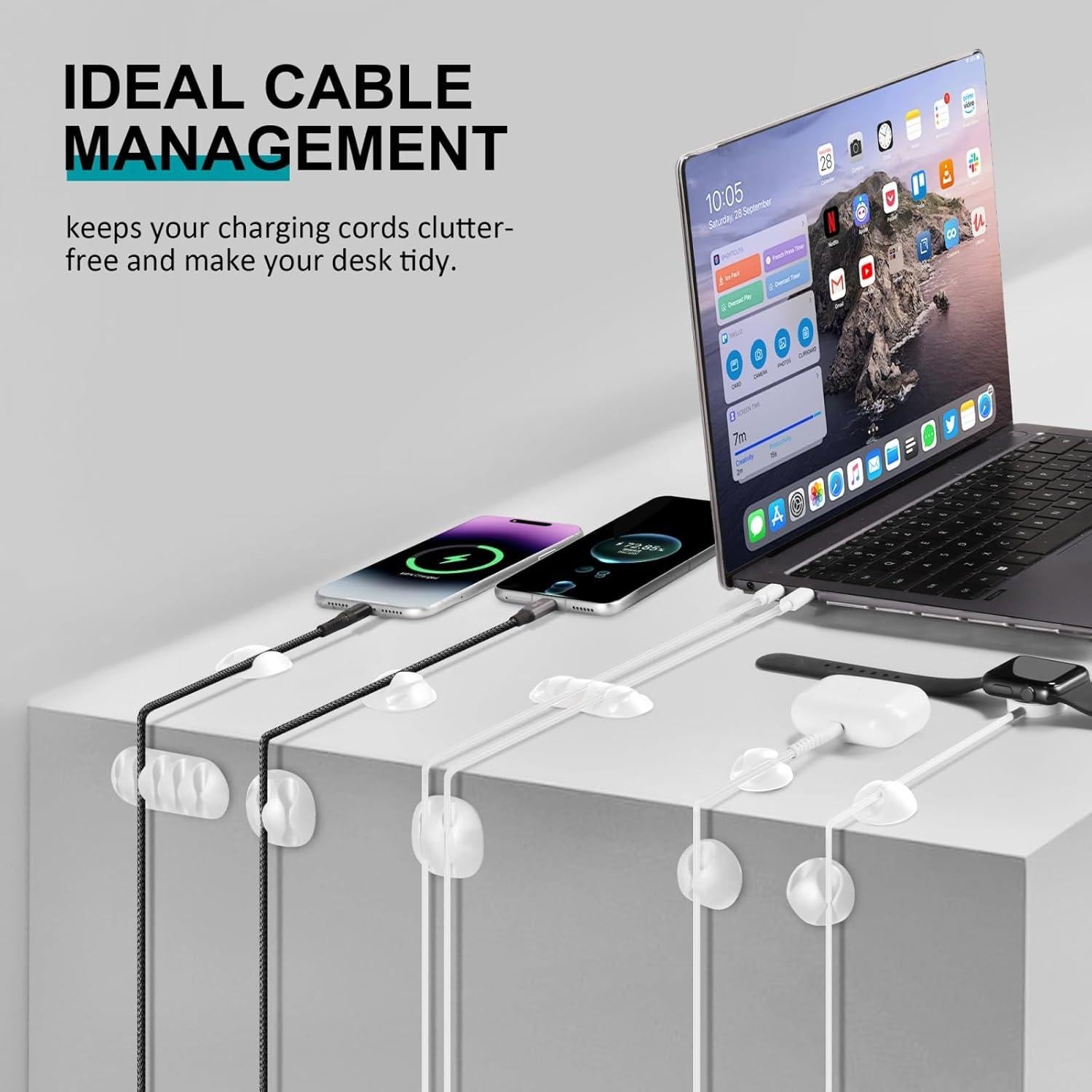 Organizador de Cables WDBmla 16 Pack Blanco Ajustable