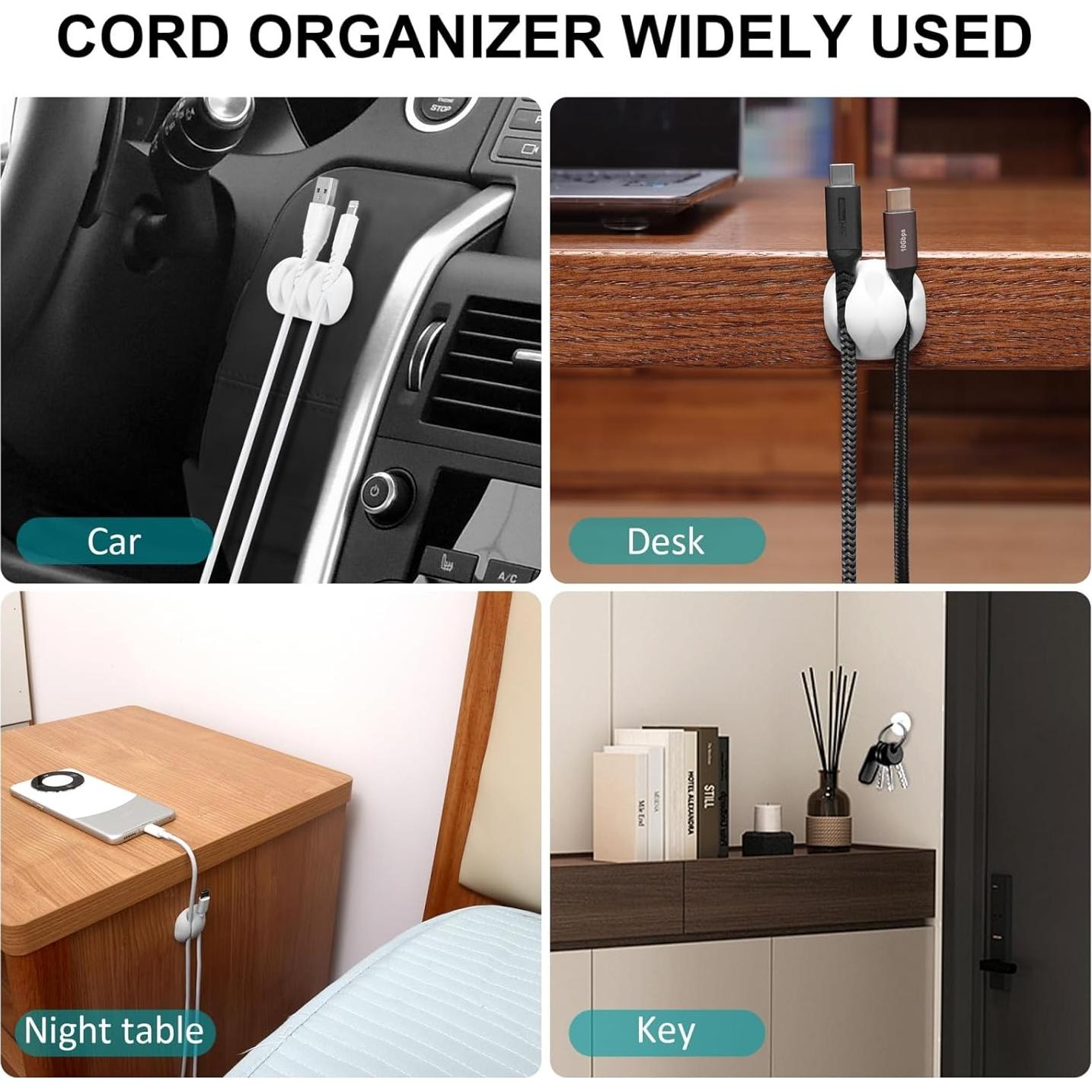 Organizador de Cables WDBmla 16 Pack Blanco Ajustable