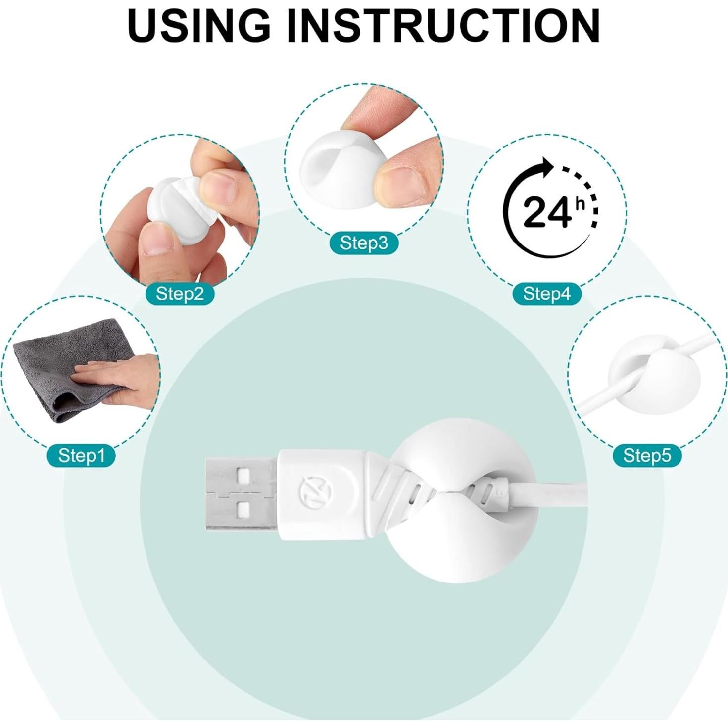 Organizador de Cables WDBmla 16 Pack Blanco Ajustable