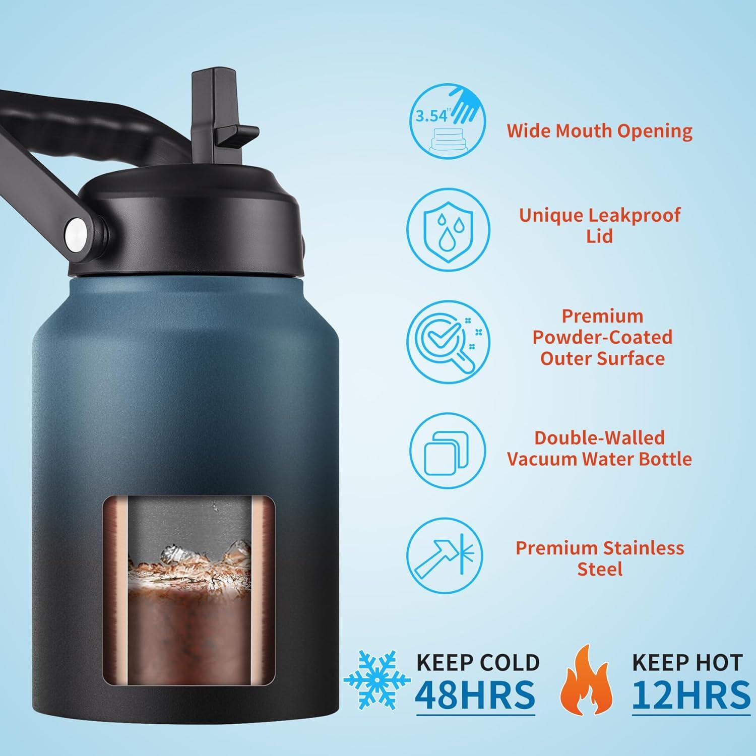 Botella de Agua Aislada EALGRO 3.78L con Pajilla y Asa