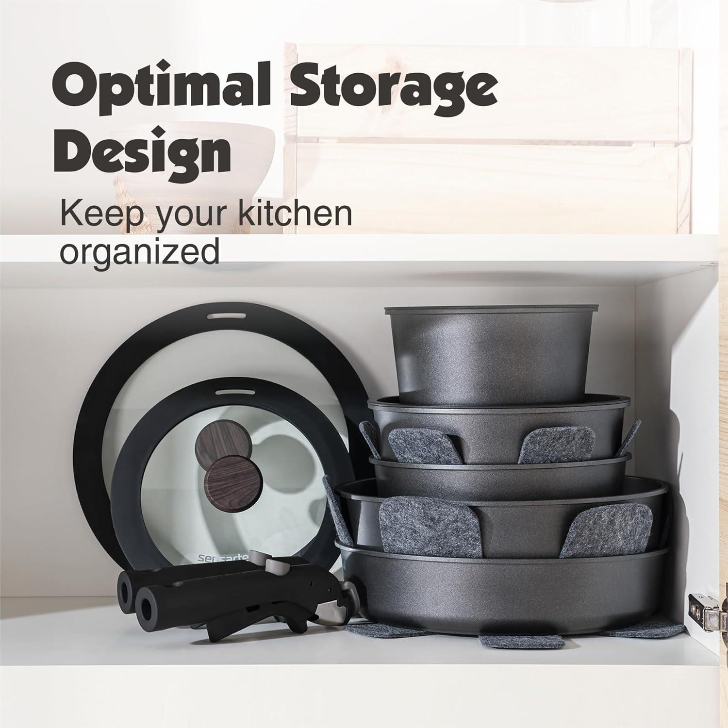 Juego de Ollas y Sartenes SENSARTE 24 Piezas Antiadherentes