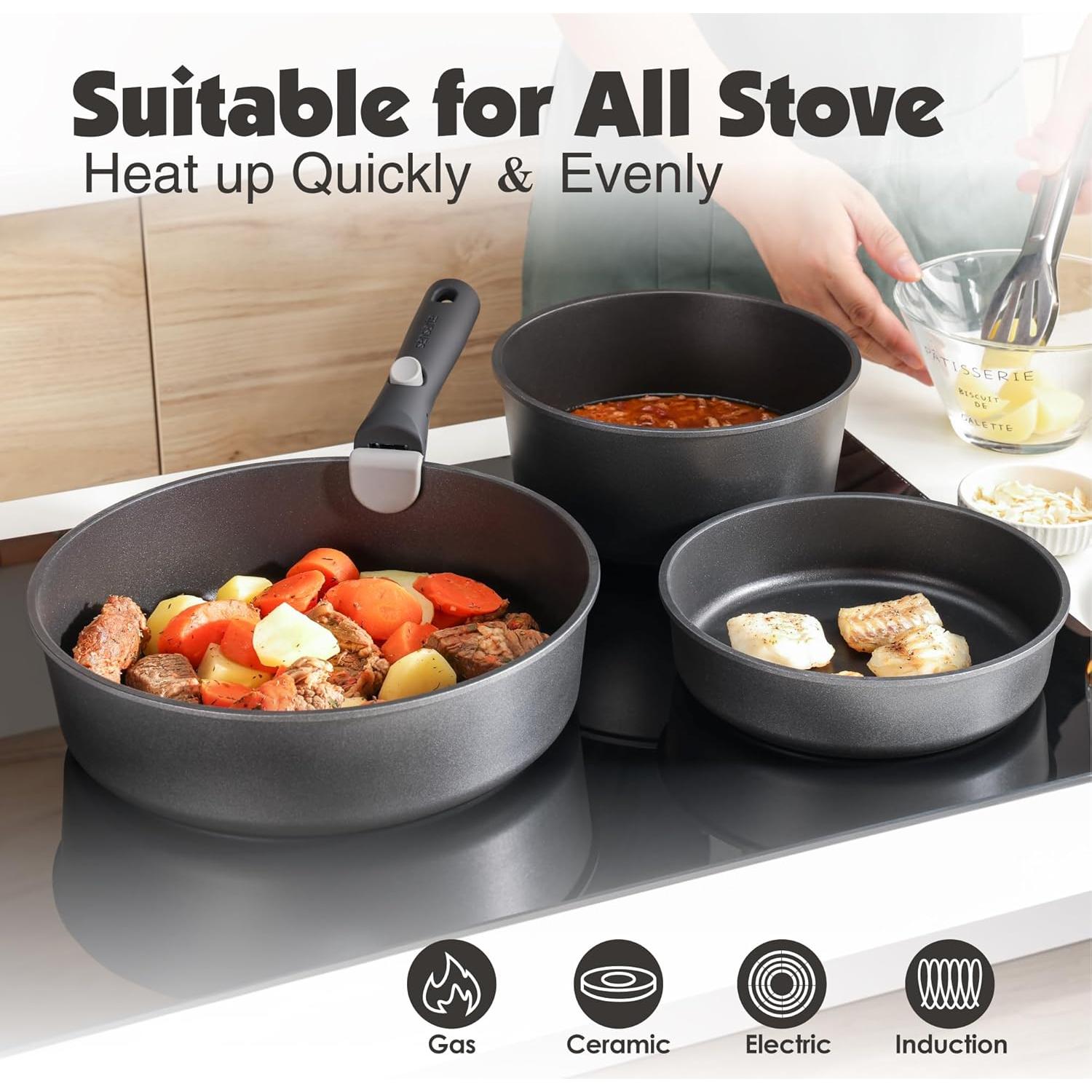 Juego de Ollas y Sartenes SENSARTE 24 Piezas Antiadherentes