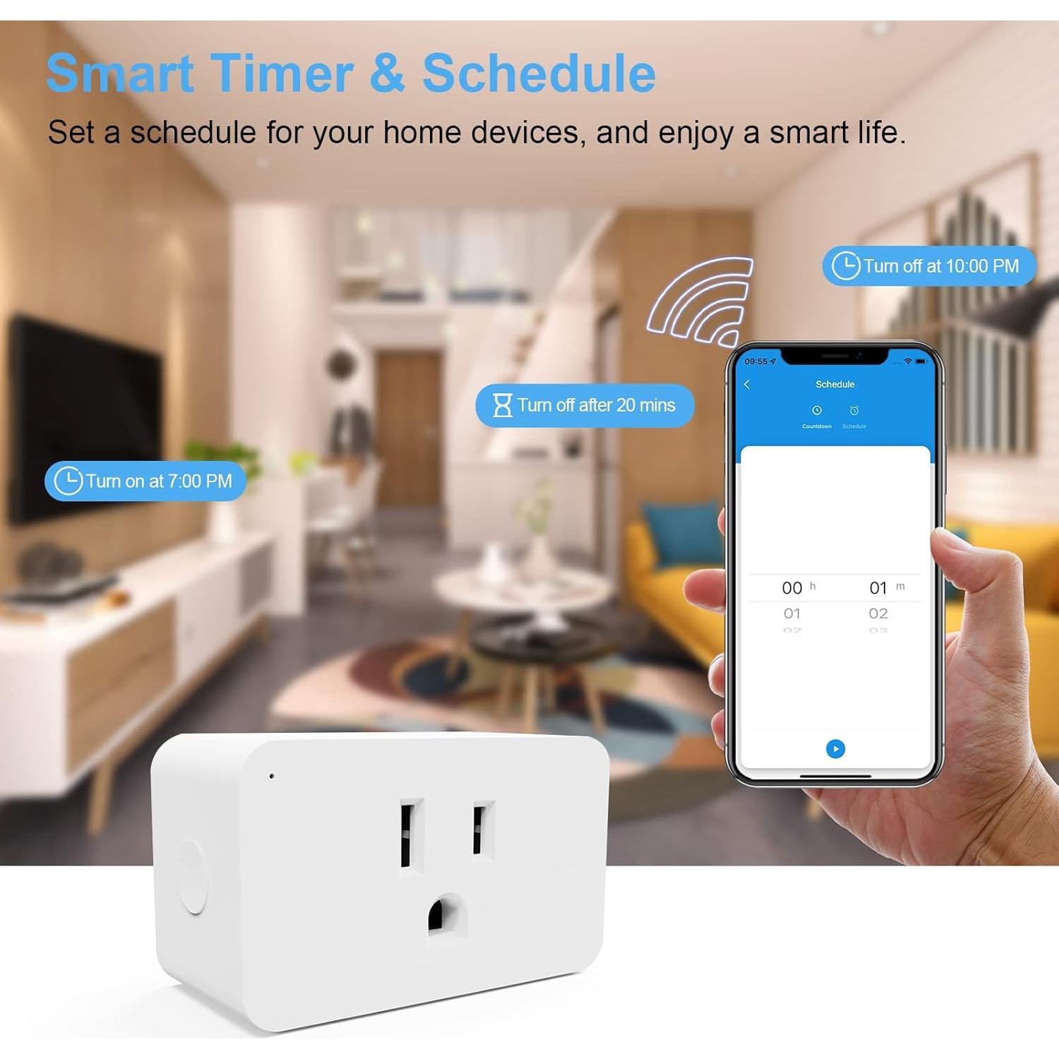 Enchufes Inteligentes WiFi Eva's Light Paquete de 4 Control Remoto