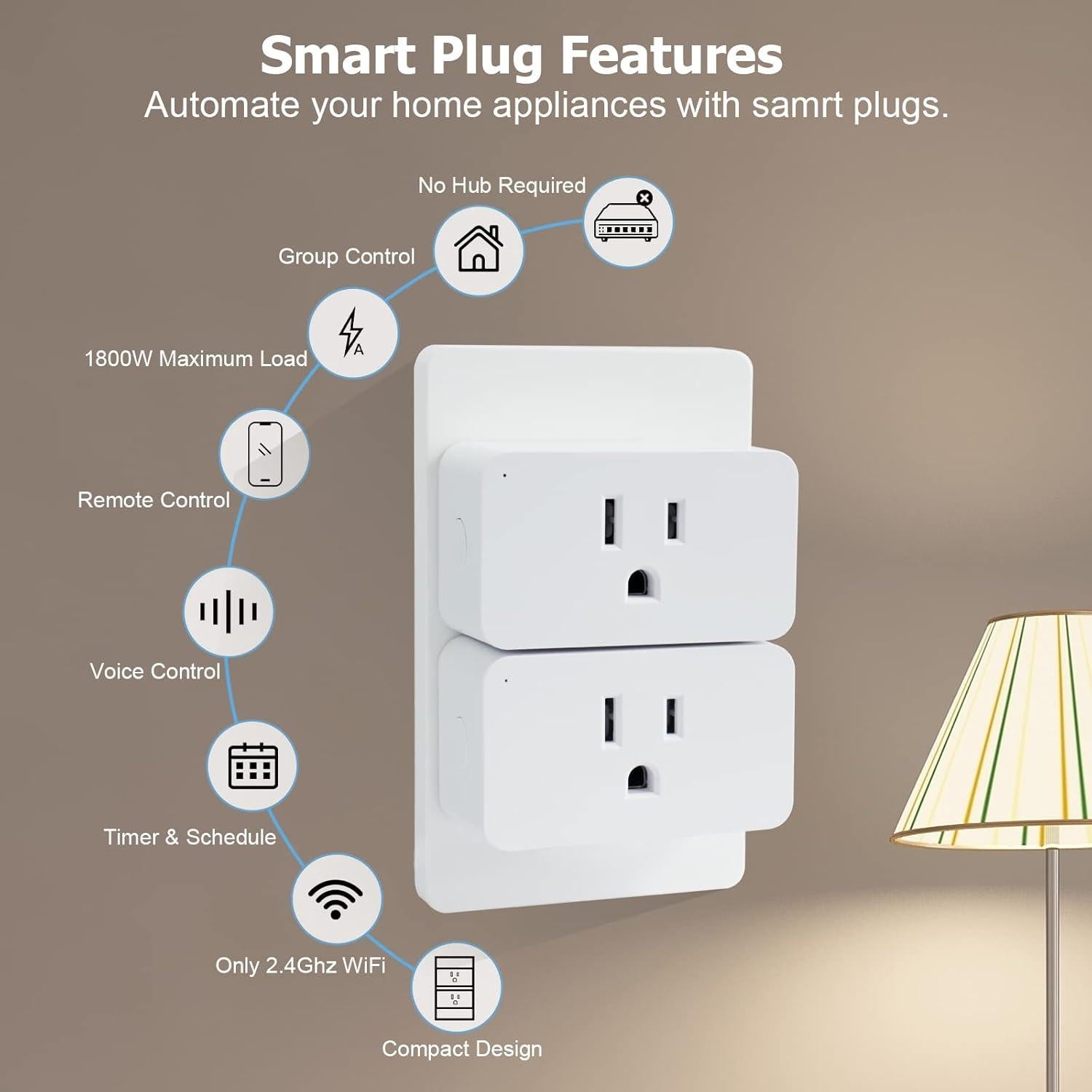 Enchufes Inteligentes WiFi Eva's Light Paquete de 4 Control Remoto