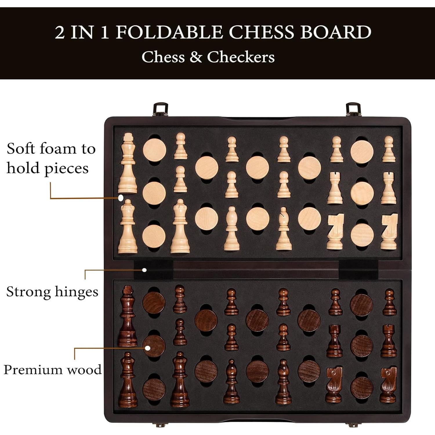 Juego de Ajedrez y Damas Magnético BIVOMON 2 en 1 Plegable