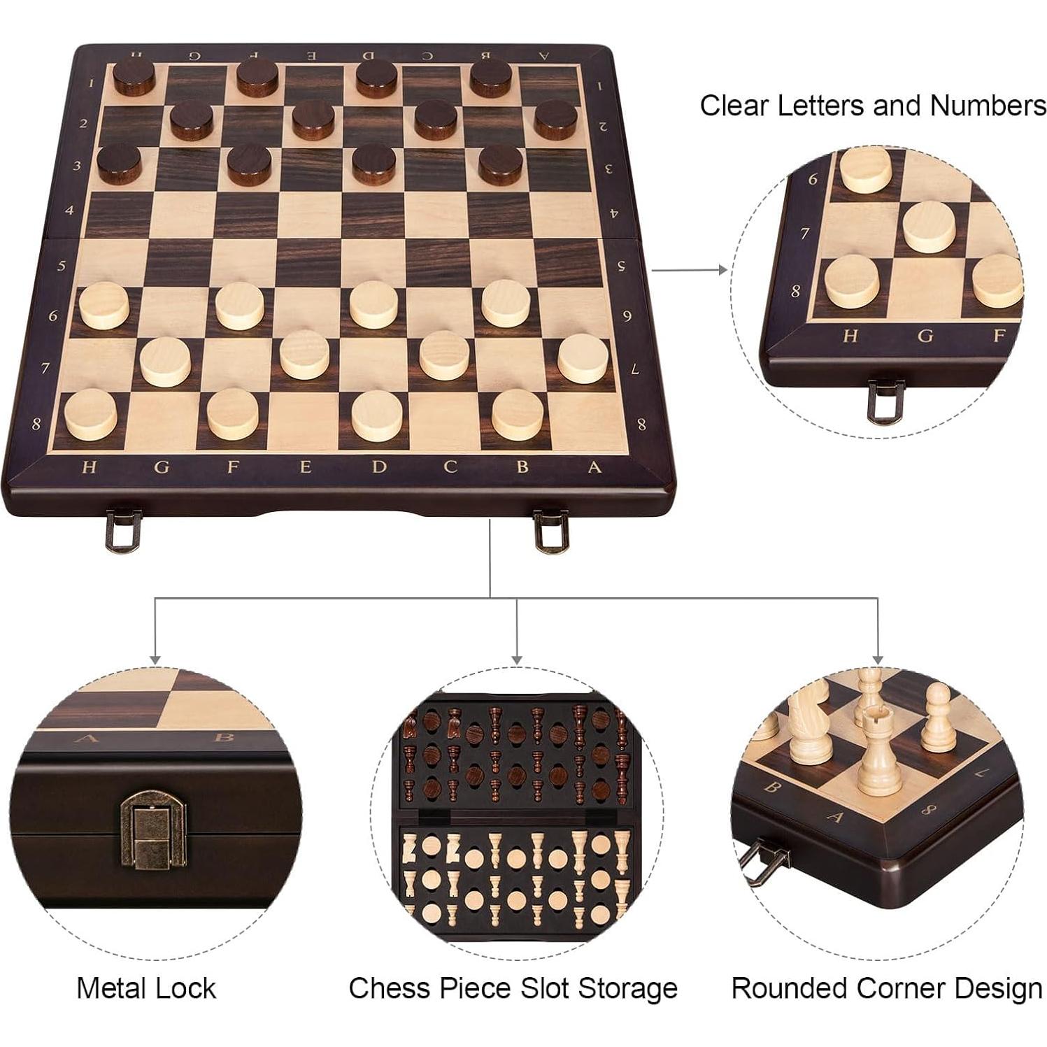 Juego de Ajedrez y Damas Magnético BIVOMON 2 en 1 Plegable