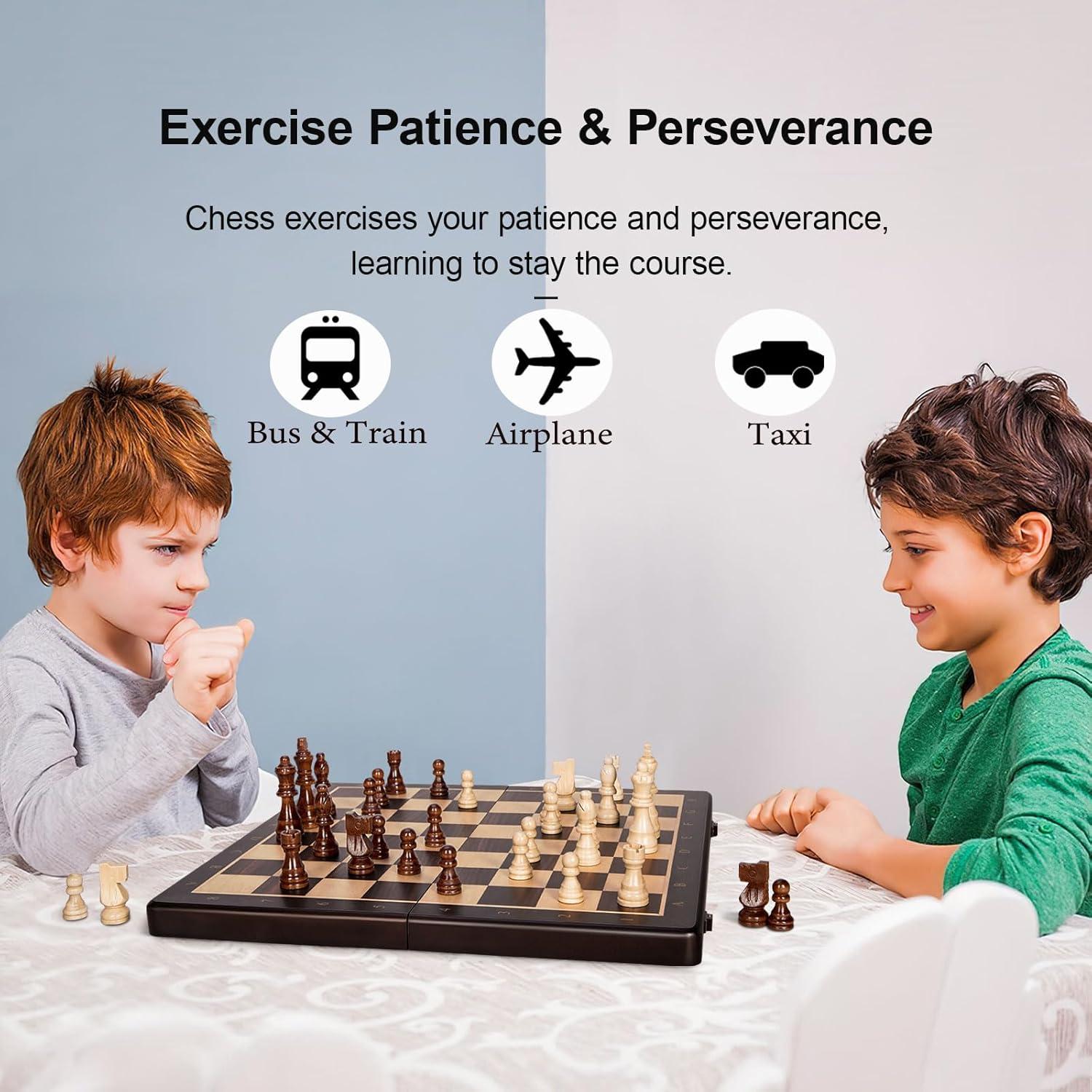 Juego de Ajedrez y Damas Magnético BIVOMON 2 en 1 Plegable